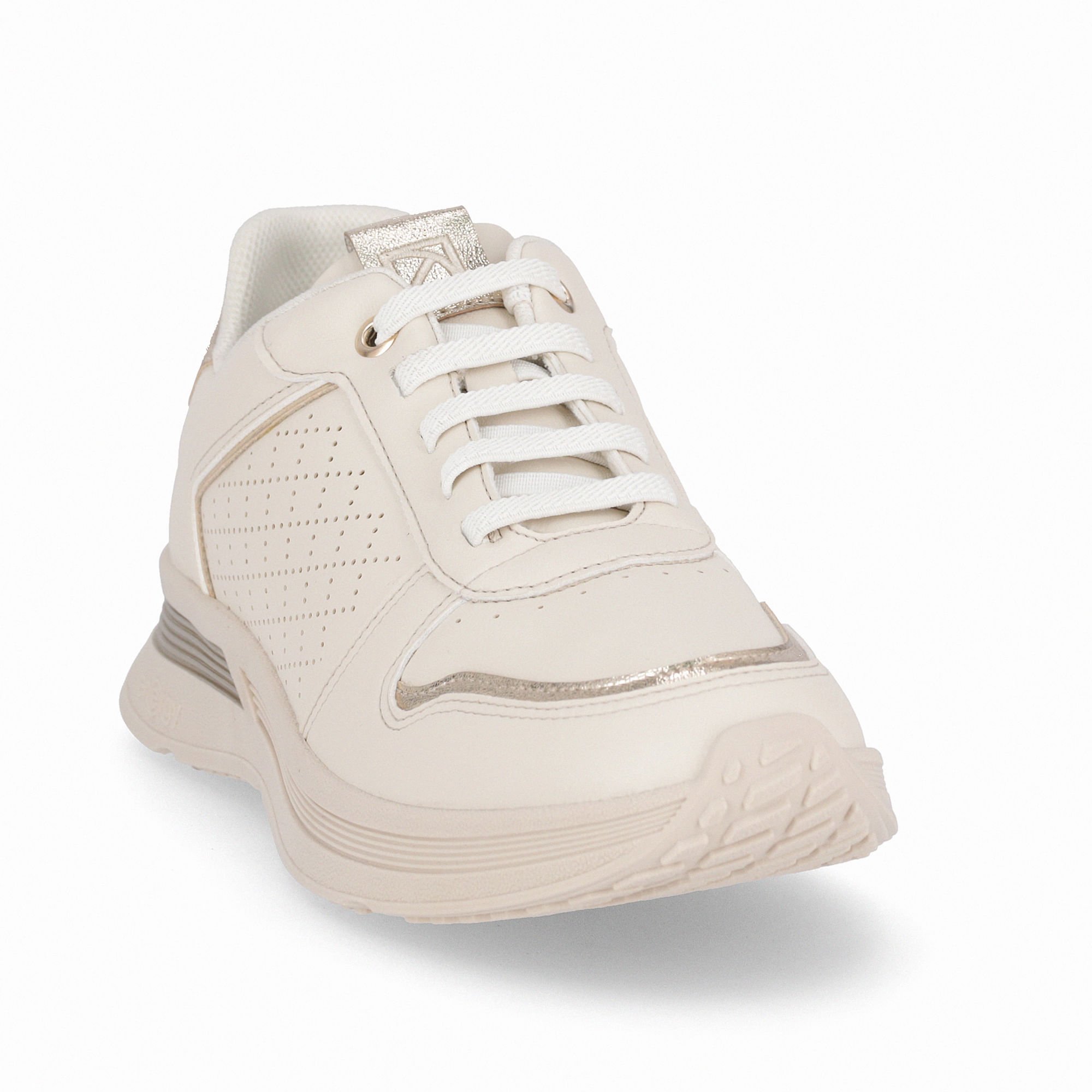 Tênis Energy Anabela Médio Off White com Ouro Bege 4
