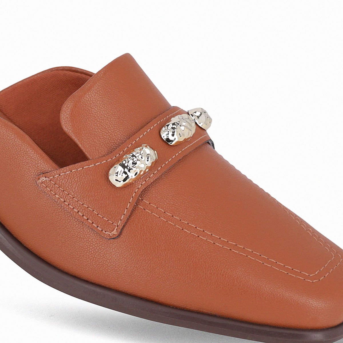 Mule Giovanna Salto Baixo Ocre Marrom 5