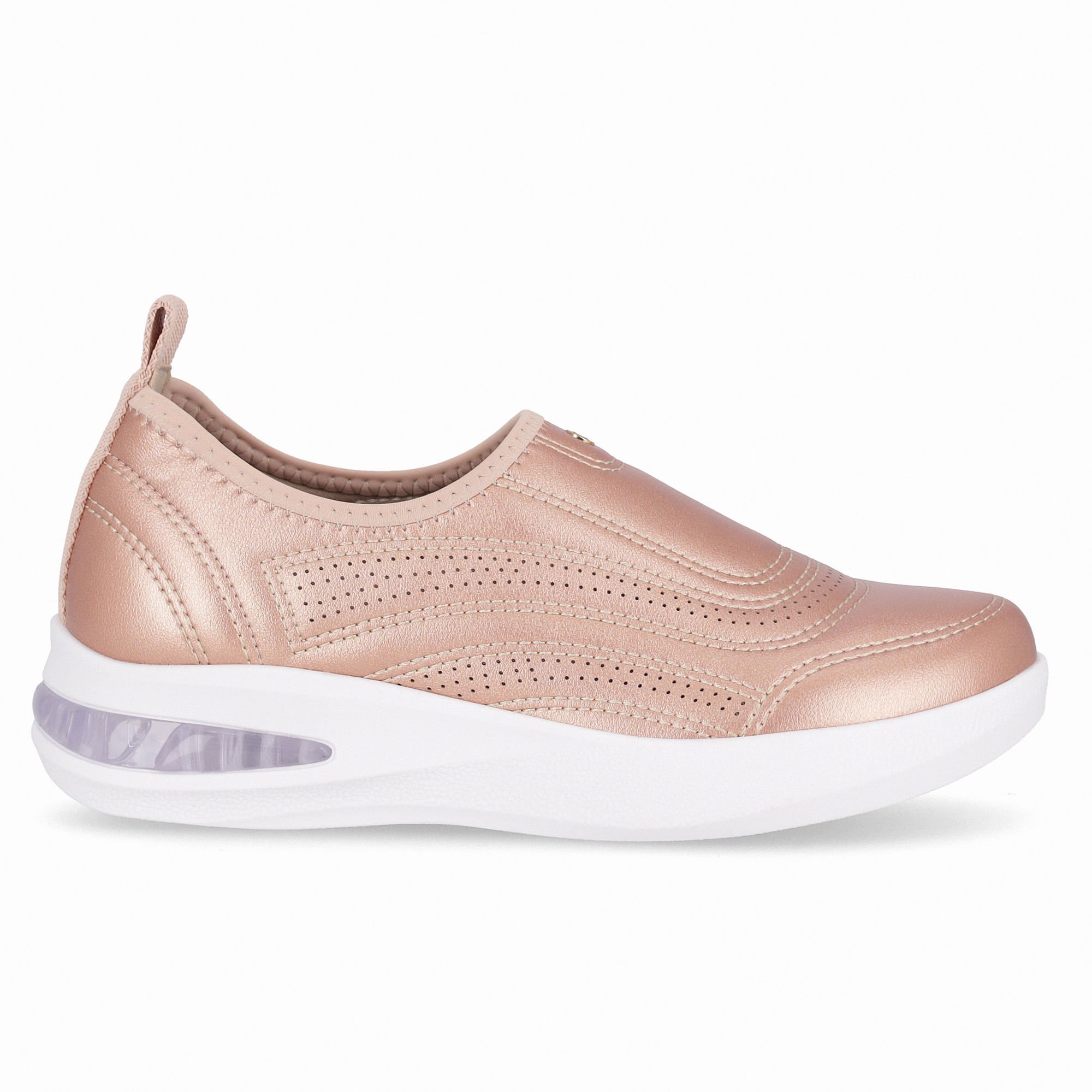Tênis SoftStep Anabela Médio Ouro Rosado com Rose