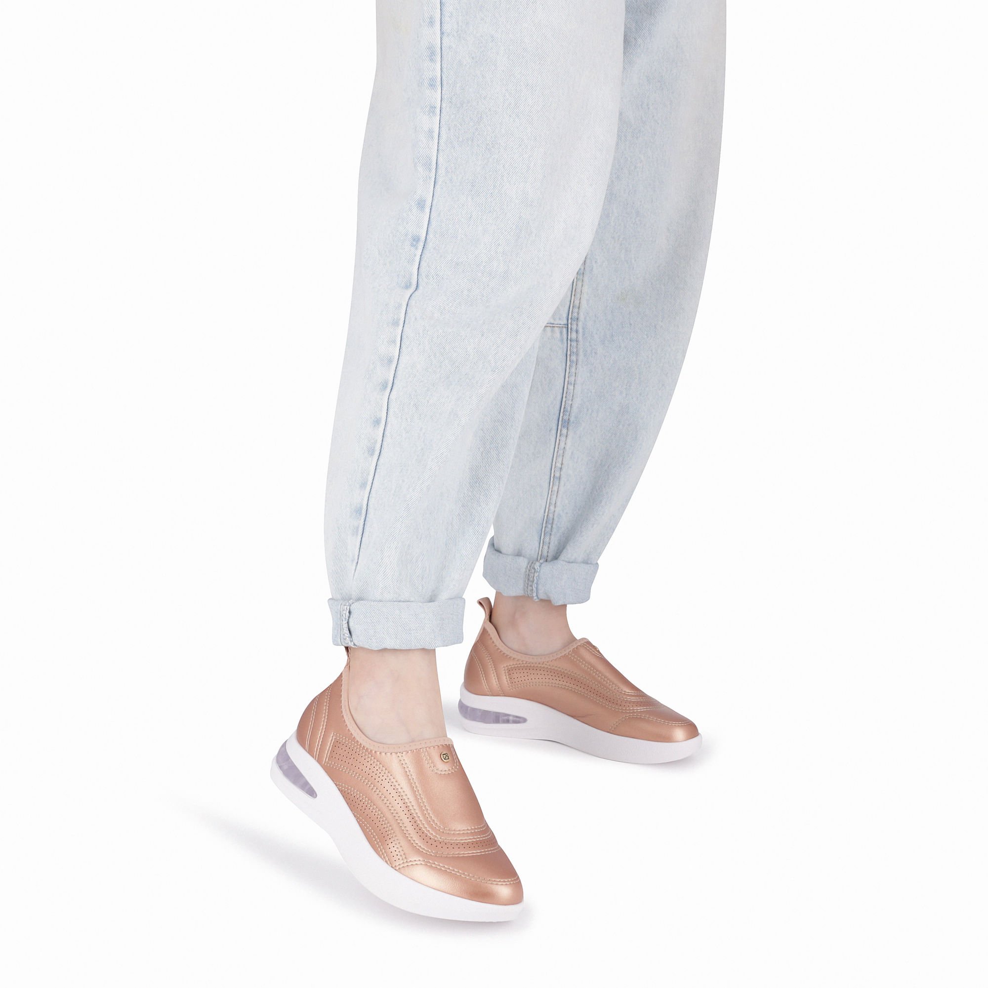 Tênis SoftStep Anabela Médio Ouro Rosado com Rose Rose Gold 3