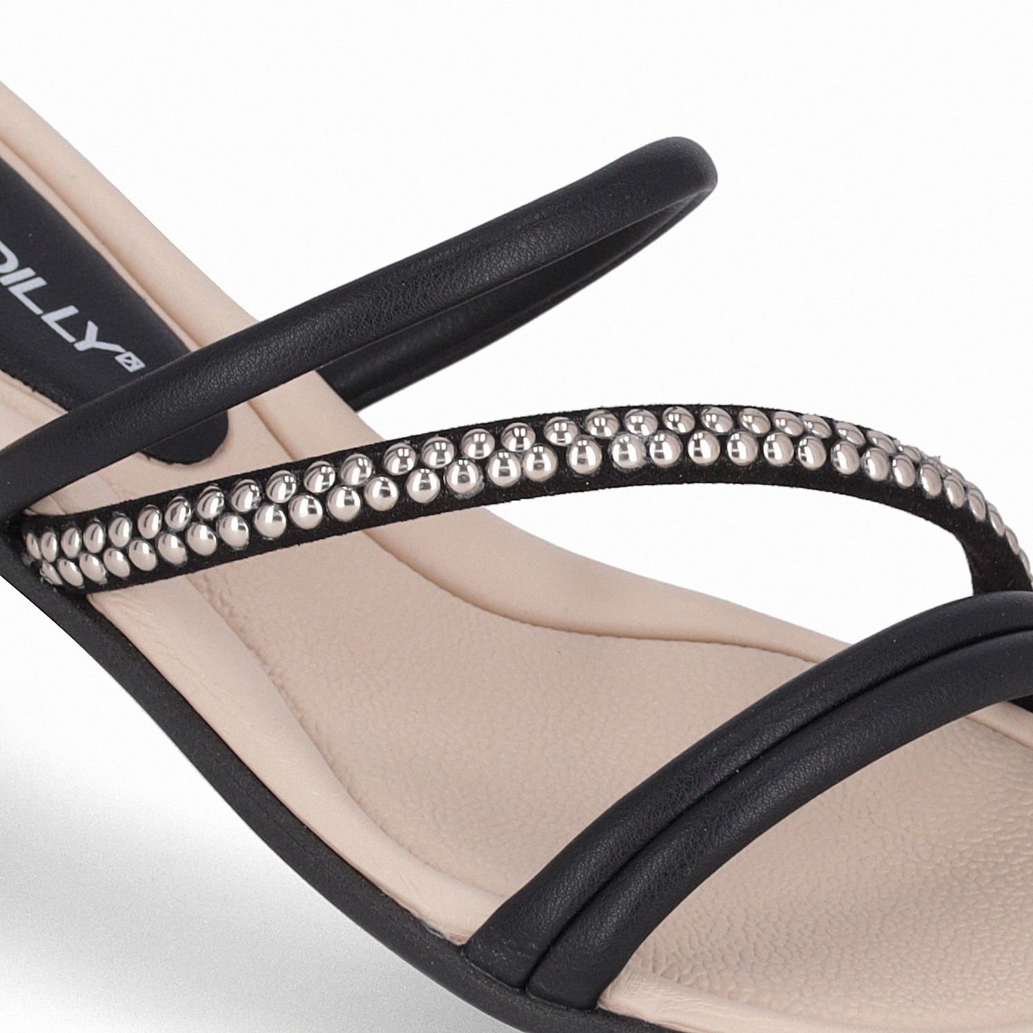 Tamanco Taila Salto Baixo Preto com Ouro Preto 3