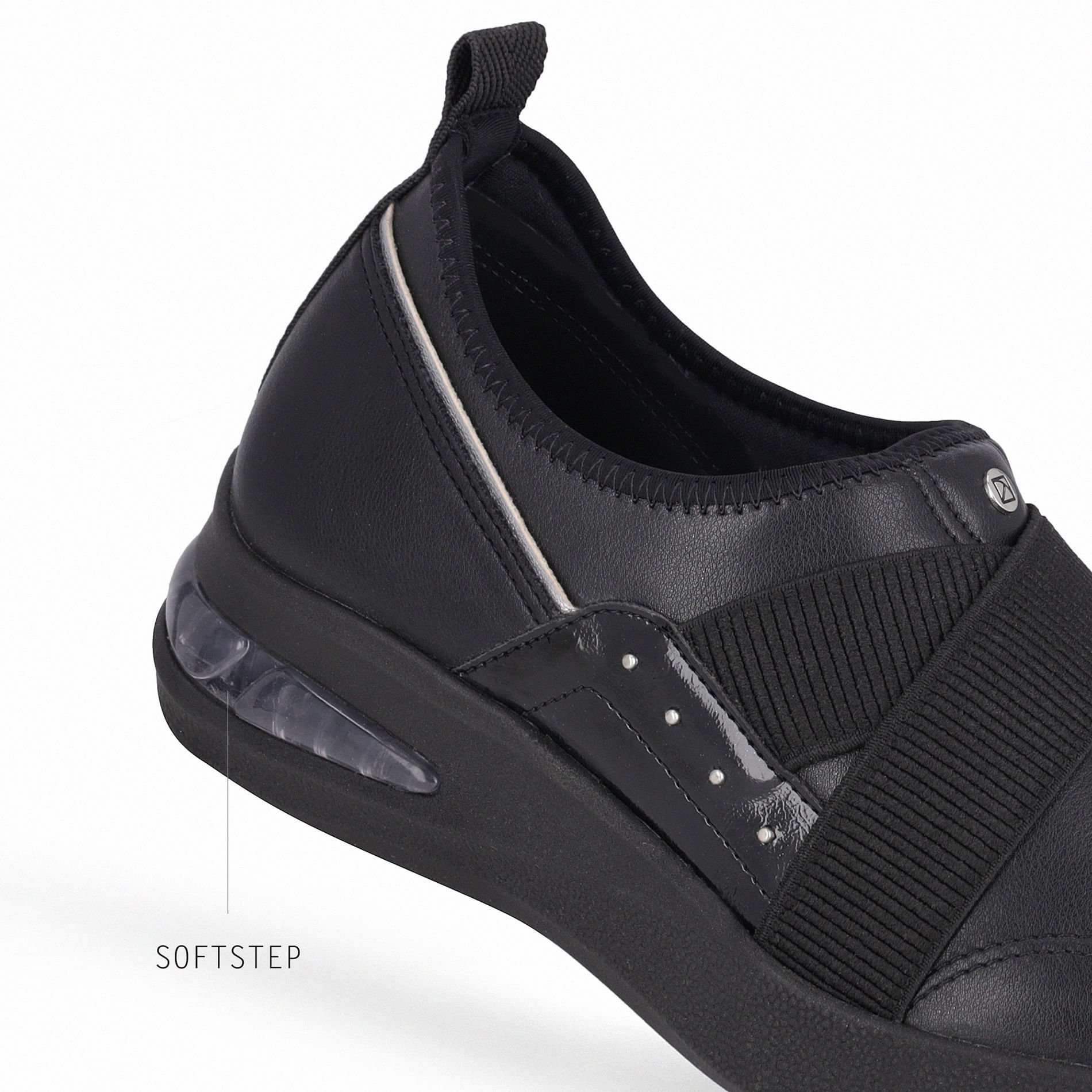 Tênis SoftStep Anabela Médio Preto com Prata Preto 5