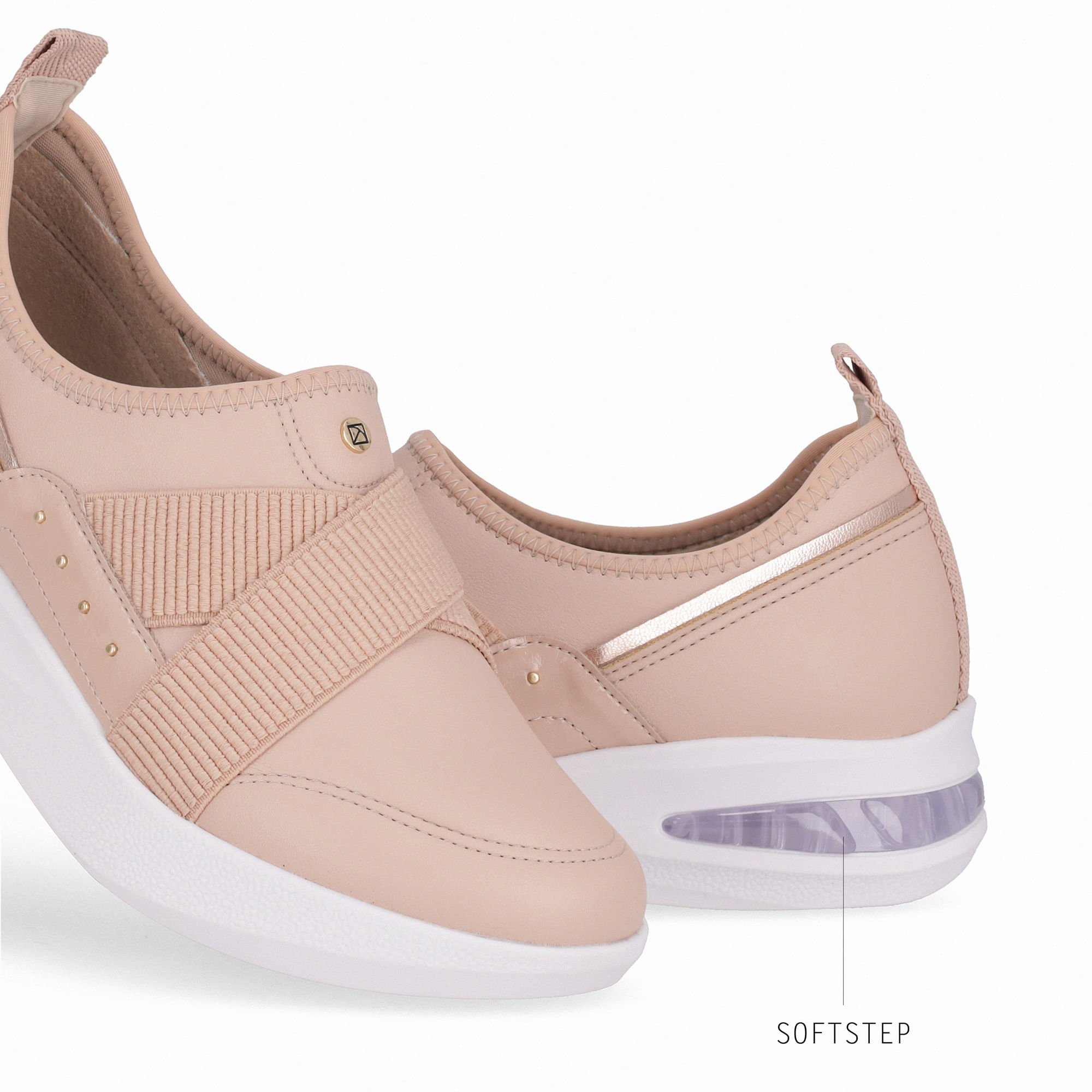 Tênis SoftStep Anabela Médio Rose com Ouro Rosado Bege 4