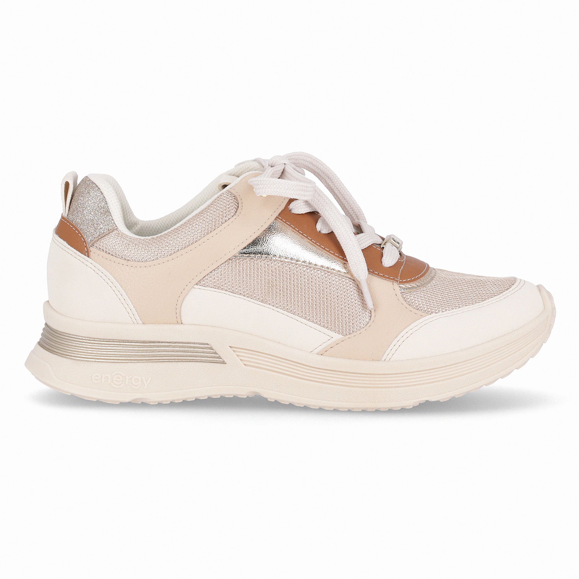 Tênis Energy Anabela Médio Brule com Off White