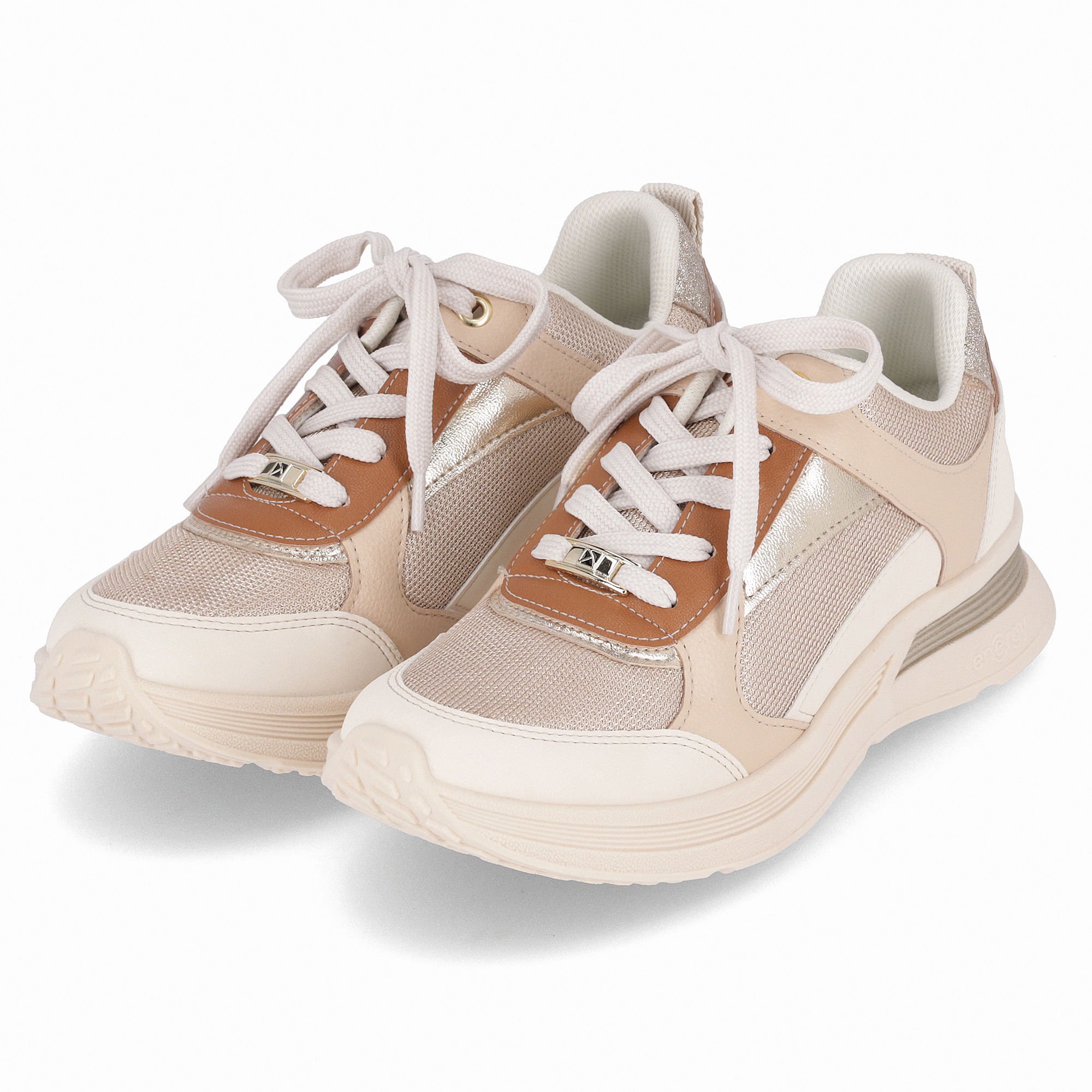 Tênis Energy Anabela Médio Brule com Off White Bege 2