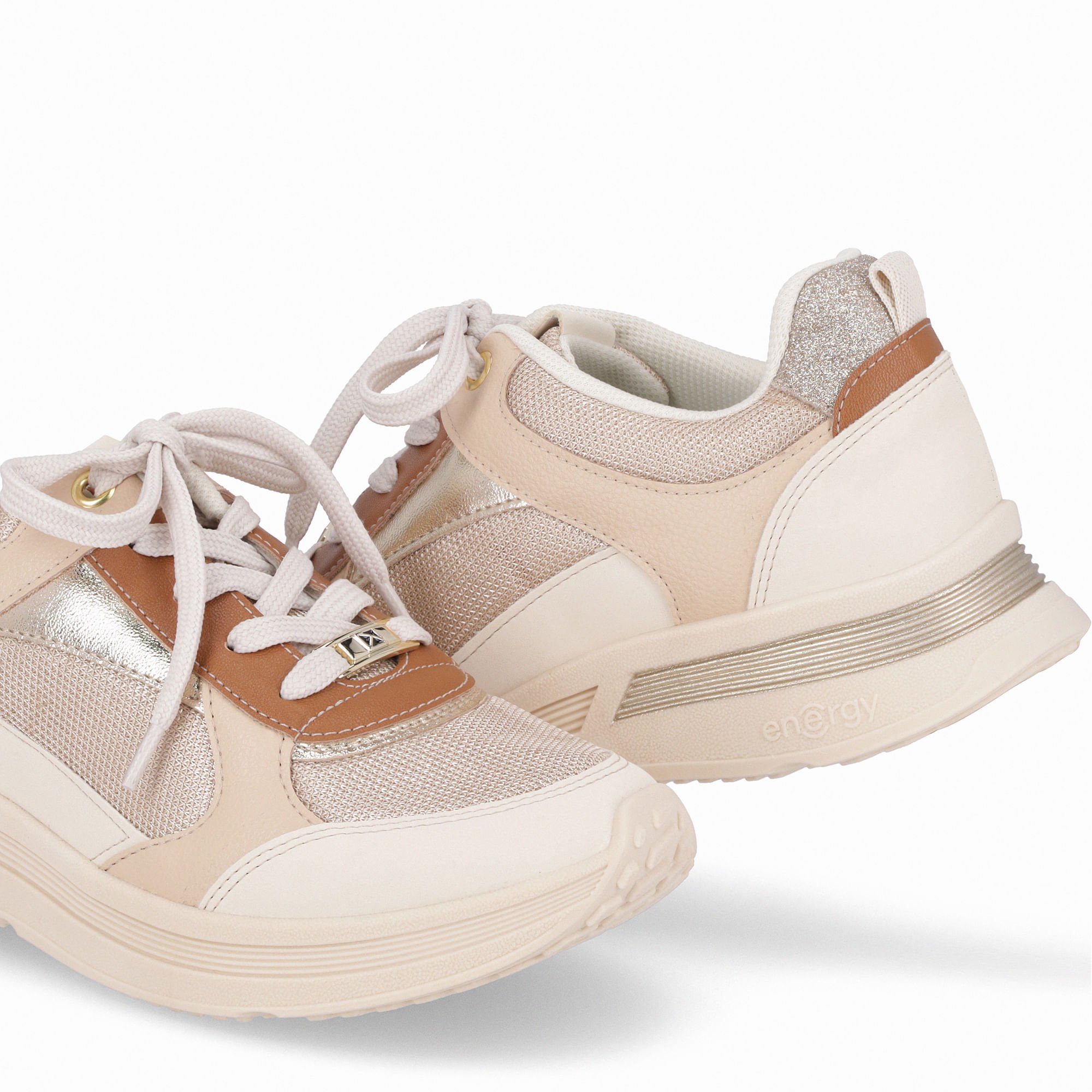 Tênis Energy Anabela Médio Brule com Off White Bege 5