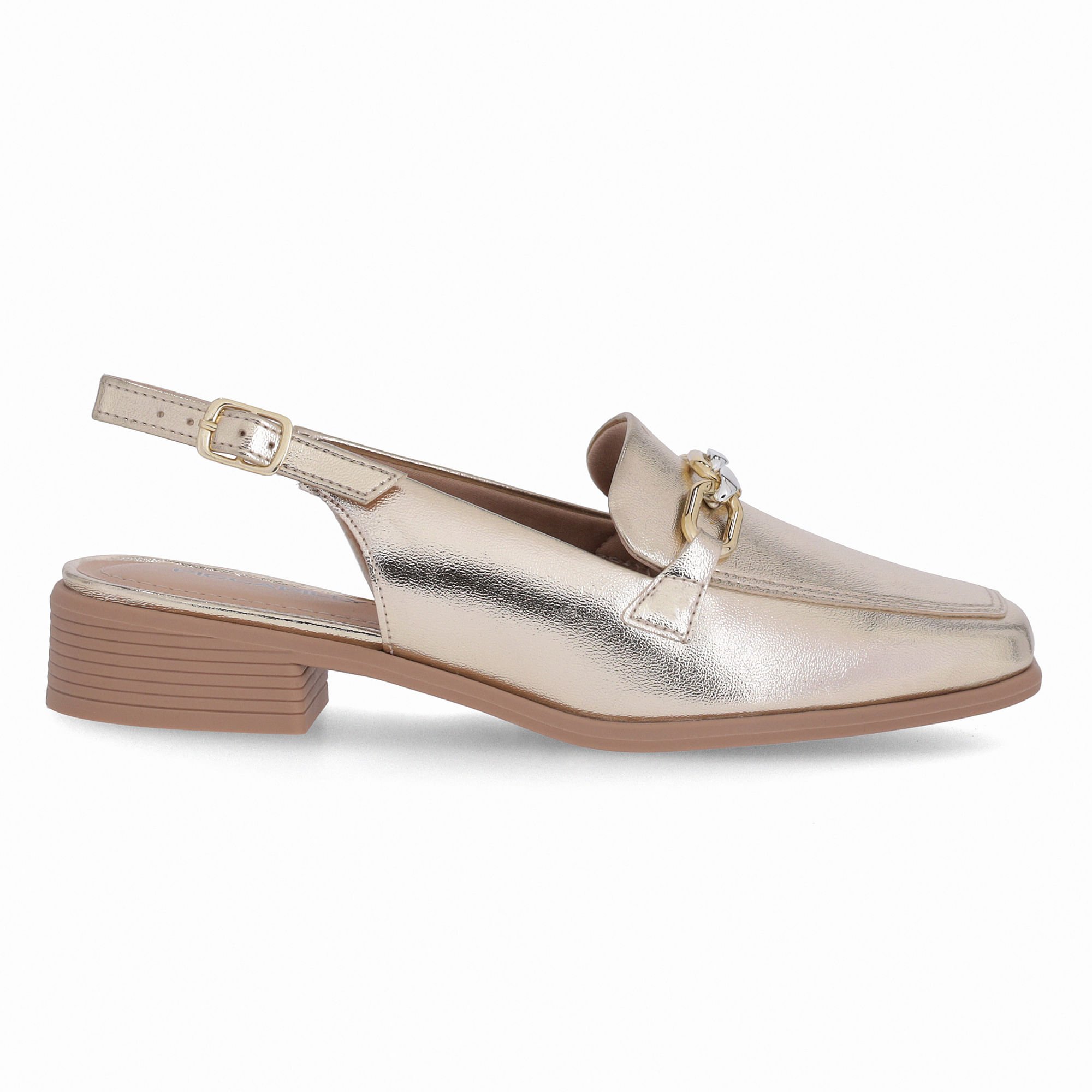 Sapato Slingback Giovanna Salto Baixo Ouro