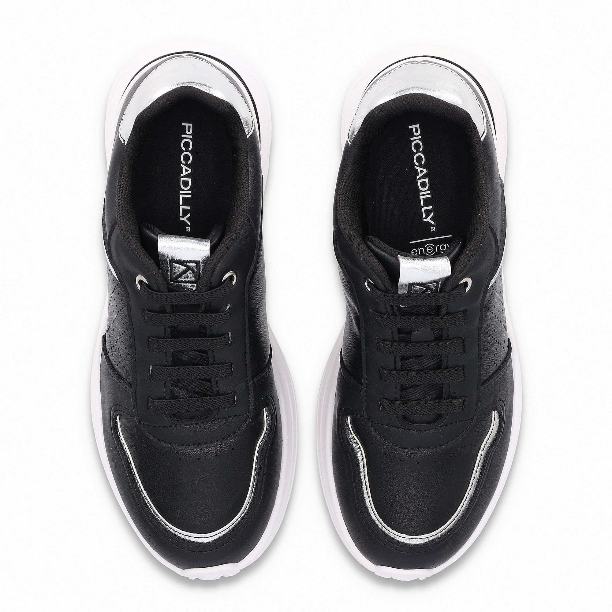 Tênis Energy Anabela Médio Preto com Prata Preto 5