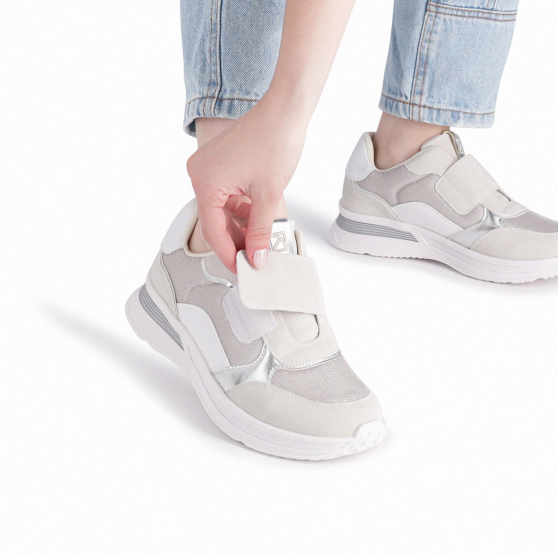 Tênis Energy Anabela Médio Cinza Branco 7