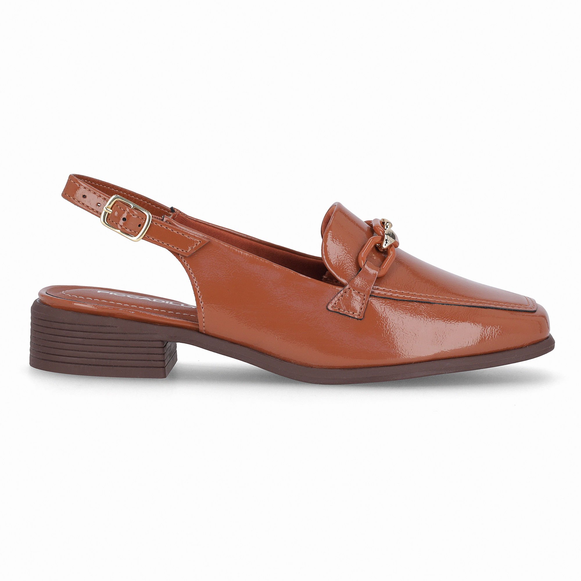 Sapato Slingback Giovanna Salto Baixo Ocre