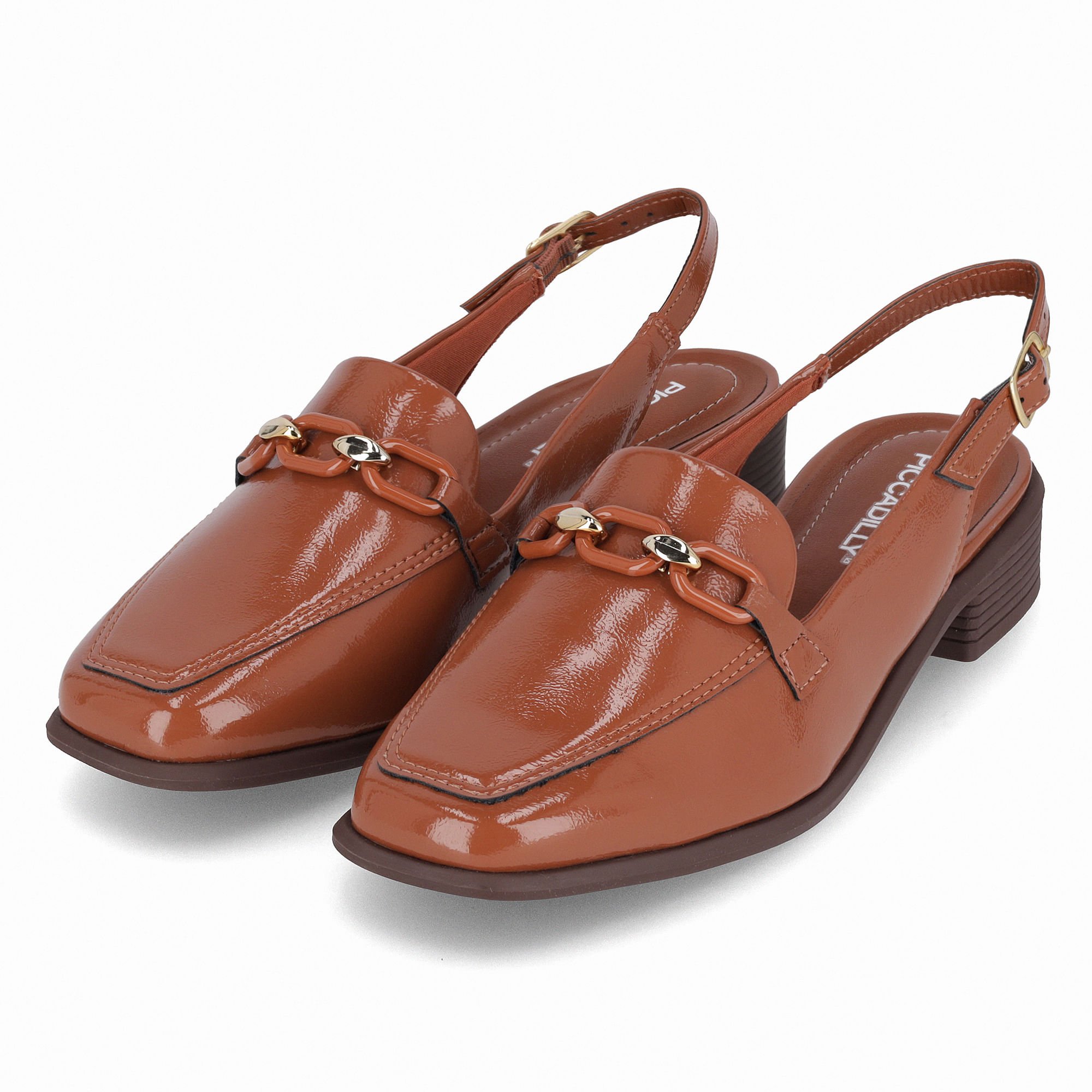 Sapato Slingback Giovanna Salto Baixo Ocre Marrom 2