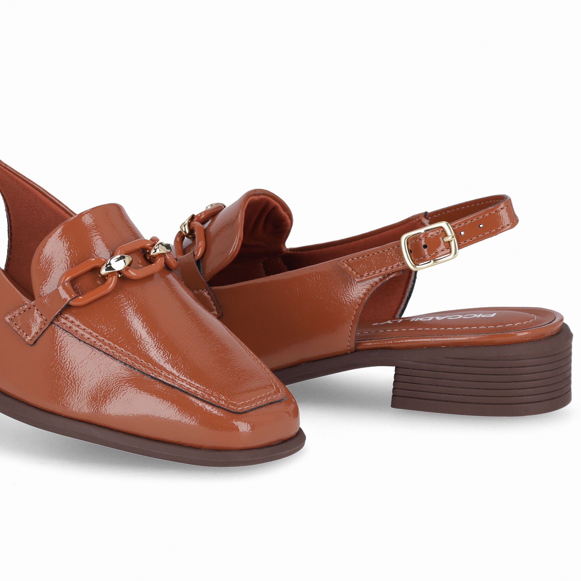 Sapato Slingback Giovanna Salto Baixo Ocre Marrom 4