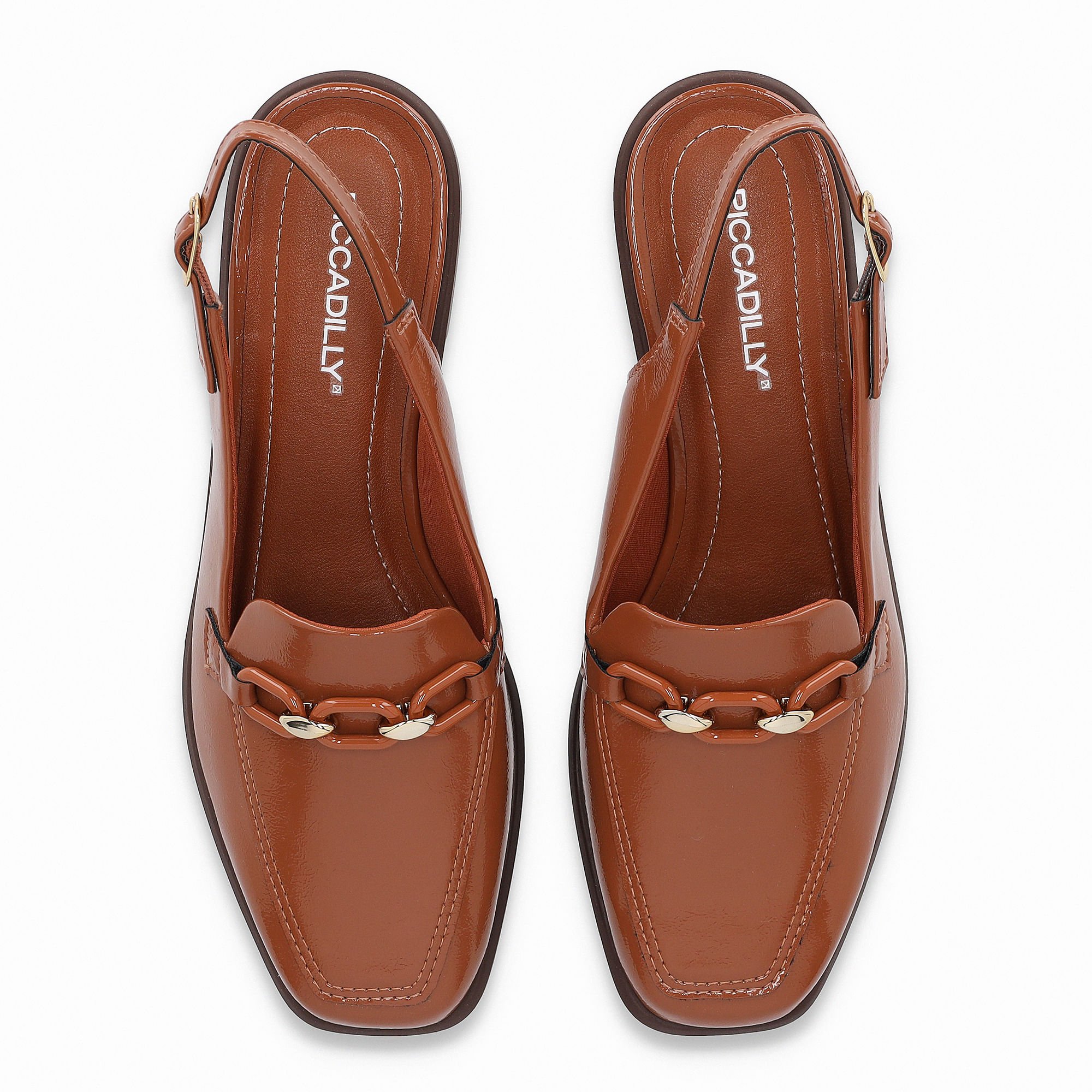 Sapato Slingback Giovanna Salto Baixo Ocre Marrom 5