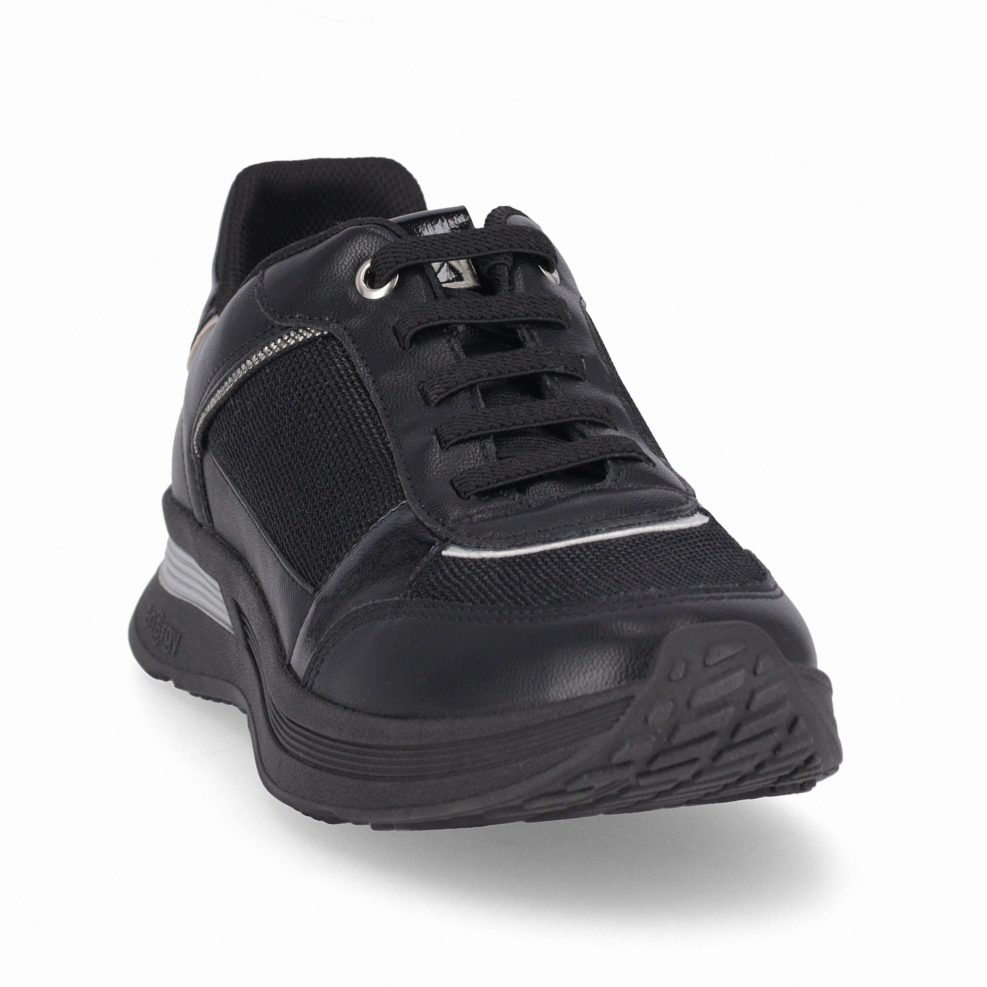 Tênis Energy Anabela Médio Preto com Prata Preto 4