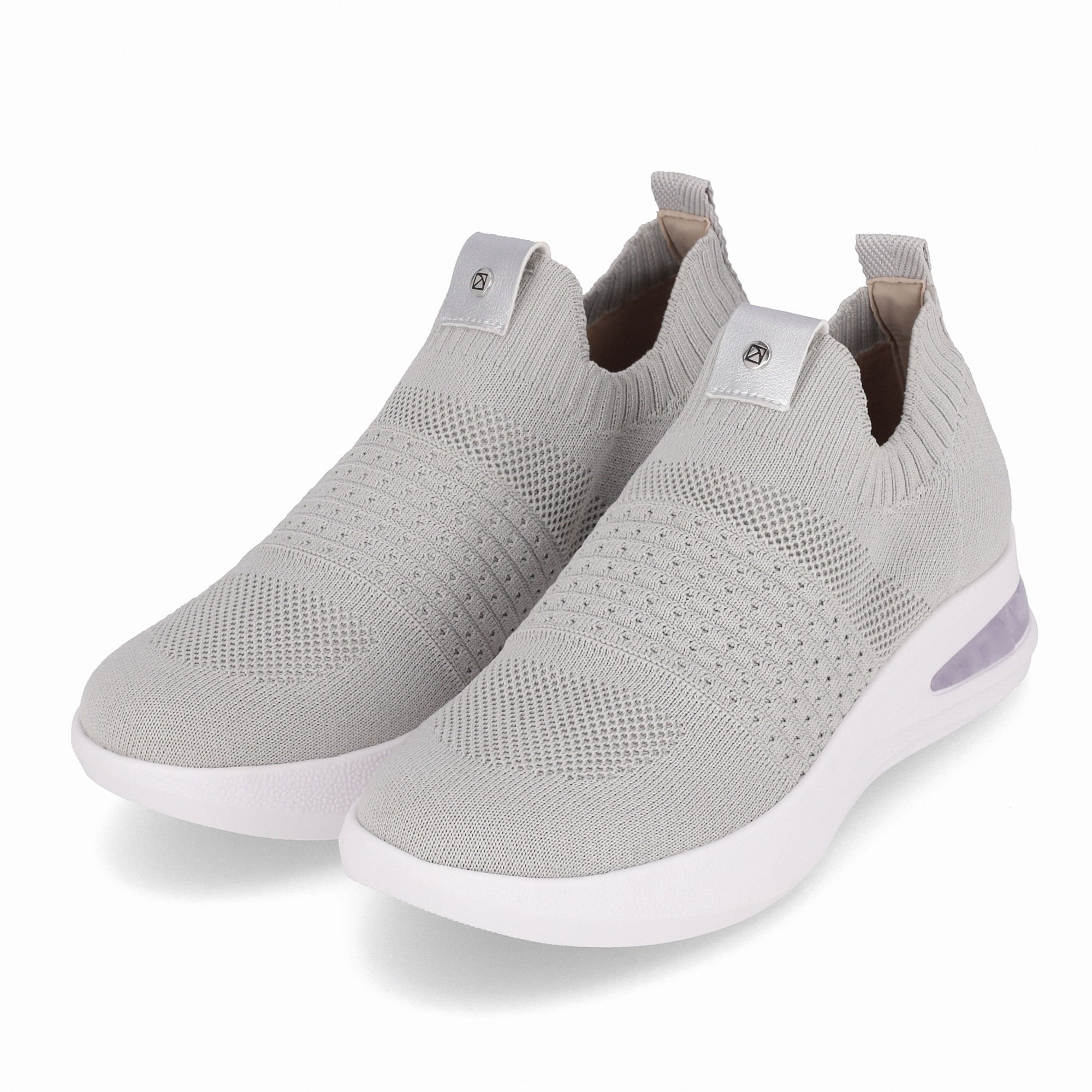 Tênis SoftStep Anabela Médio Cinza Claro com Prata Cinza 2