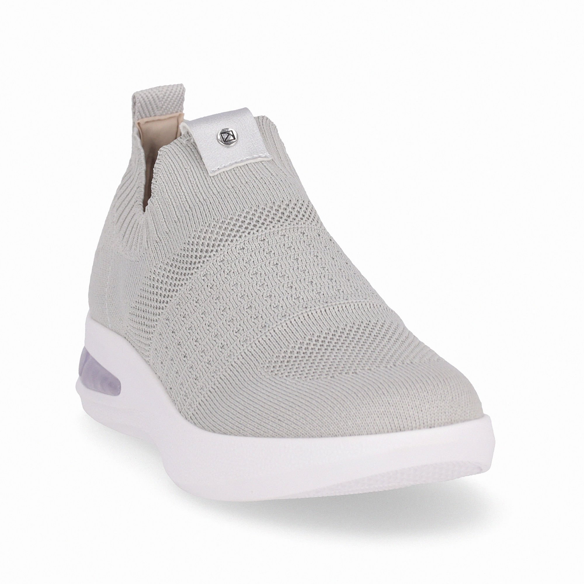 Tênis SoftStep Anabela Médio Cinza Claro com Prata Cinza 3