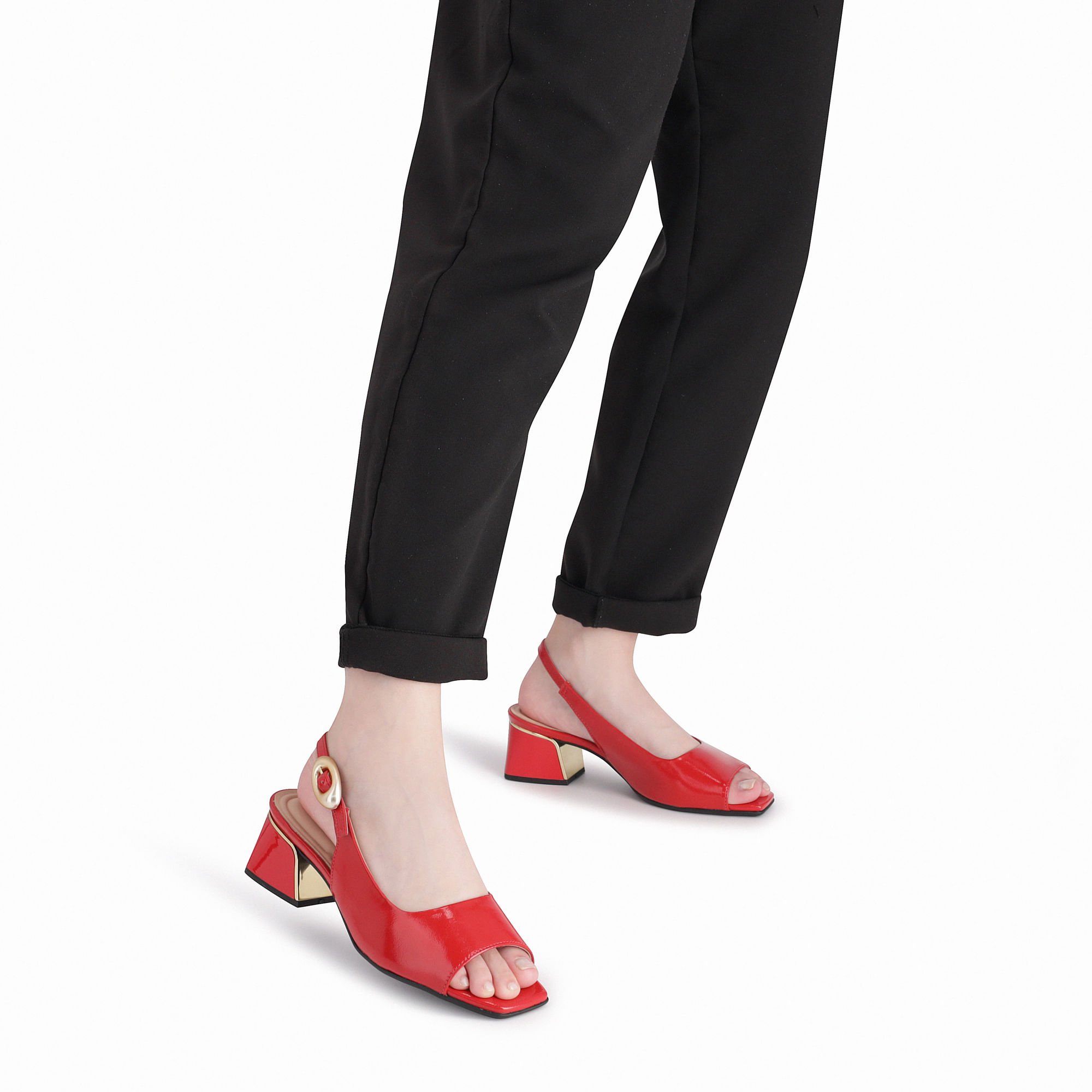 Sapato Slingback Renee Salto Médio Vermelho Vermelho 3