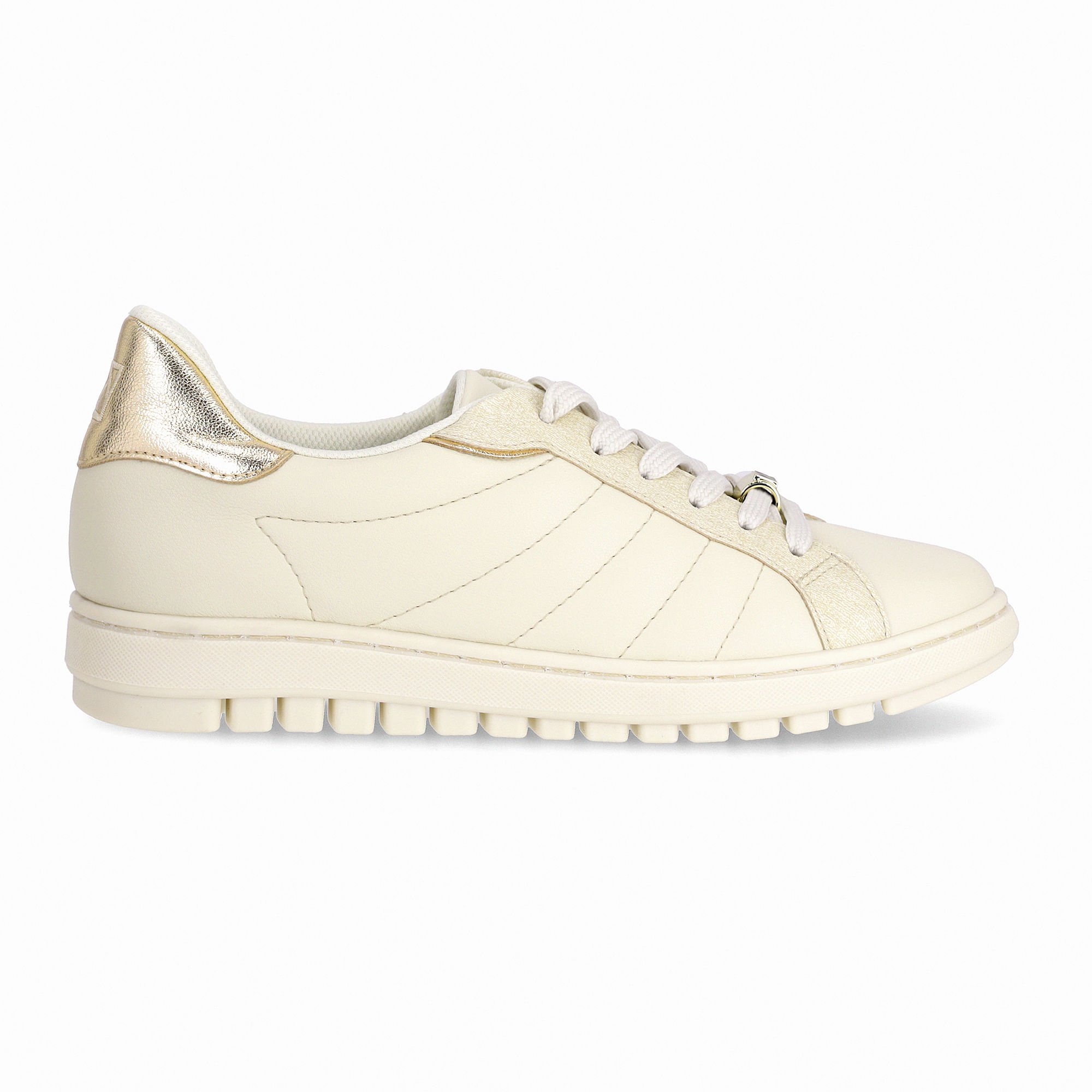 Tênis Salto Baixo Off White/Natural