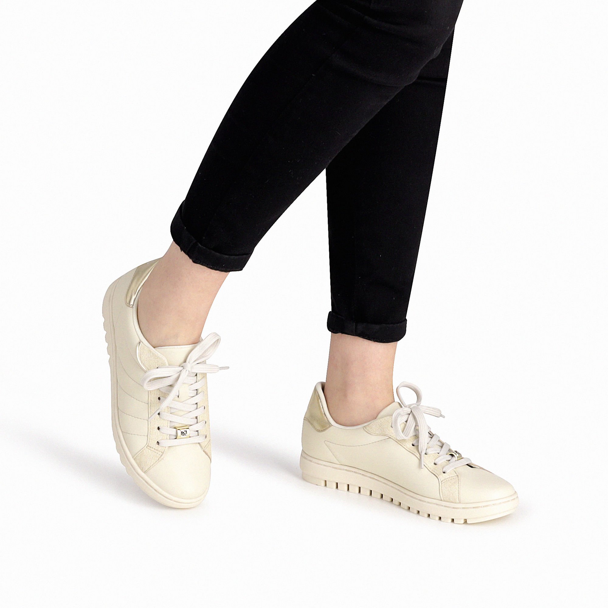 Tênis Salto Baixo Off White/Natural Creme 3