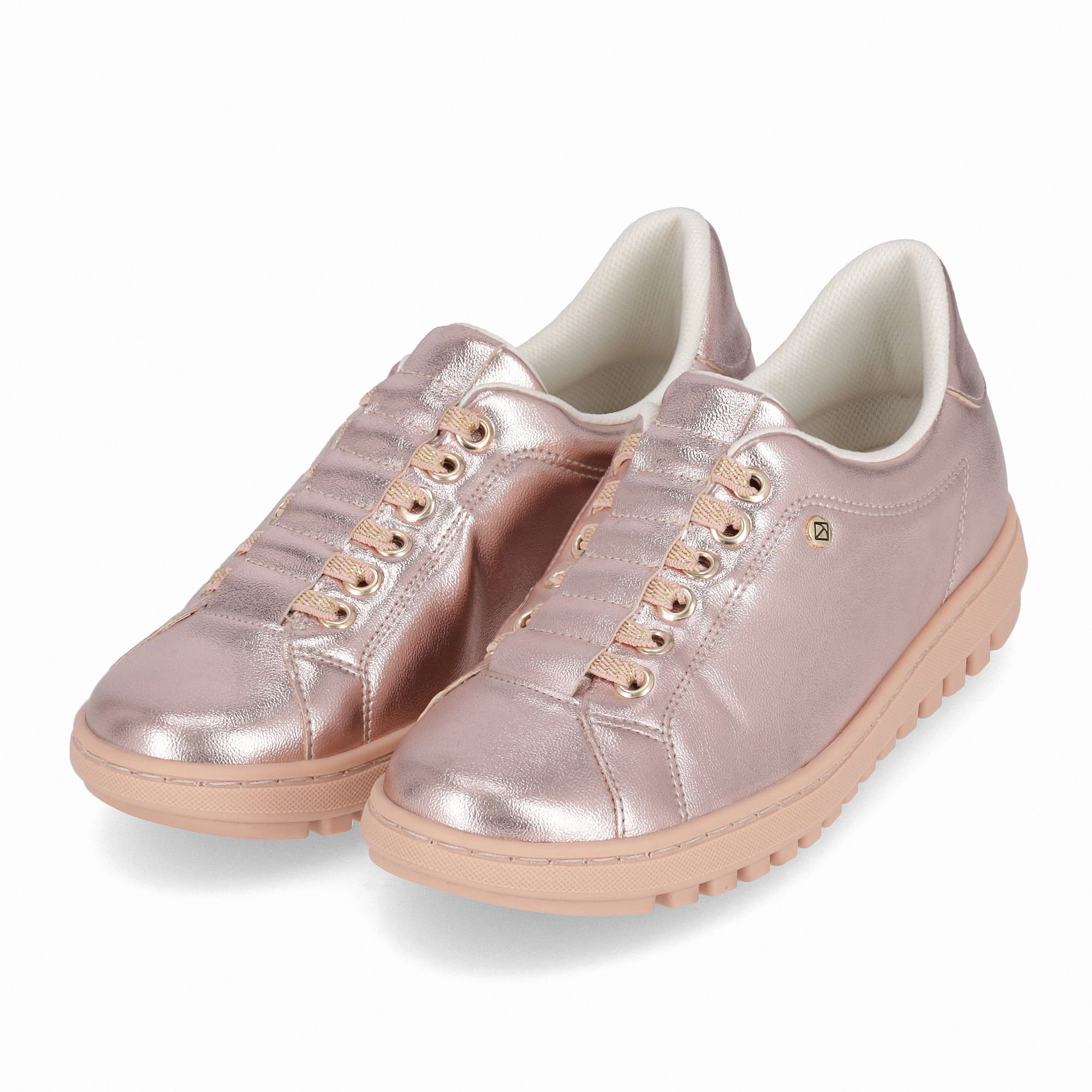 Tênis Nici Salto Baixo Ouro Rosado Rose Gold 2
