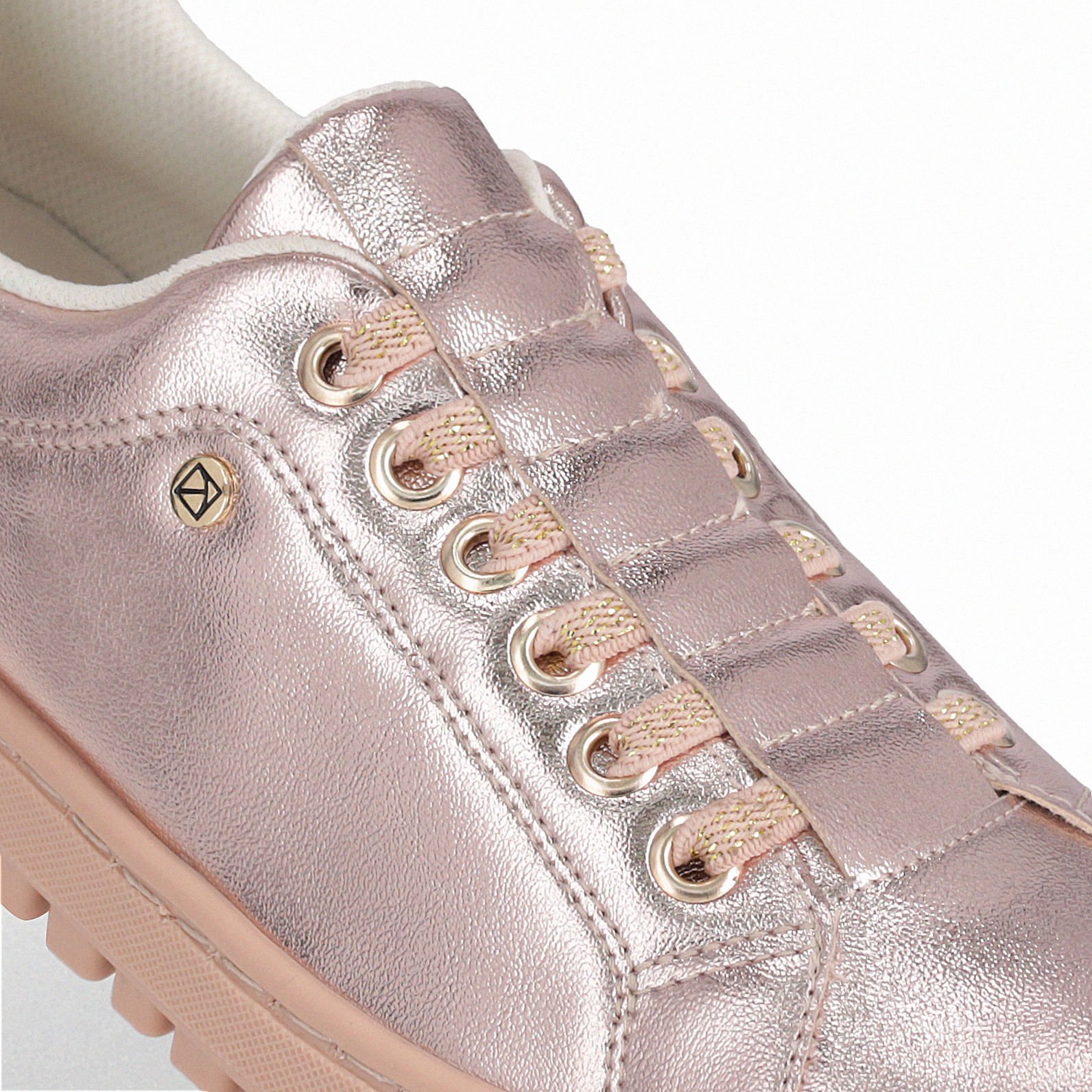 Tênis Nici Salto Baixo Ouro Rosado Rose Gold 3