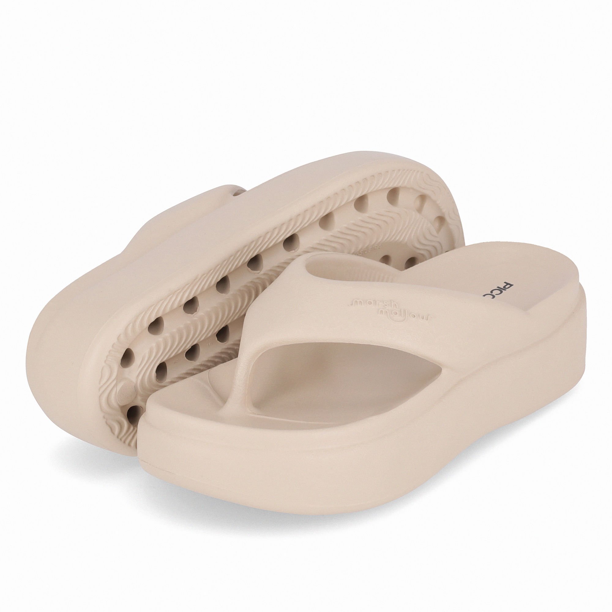 Chinelo Marshmallow Flatform Brule Bege 2