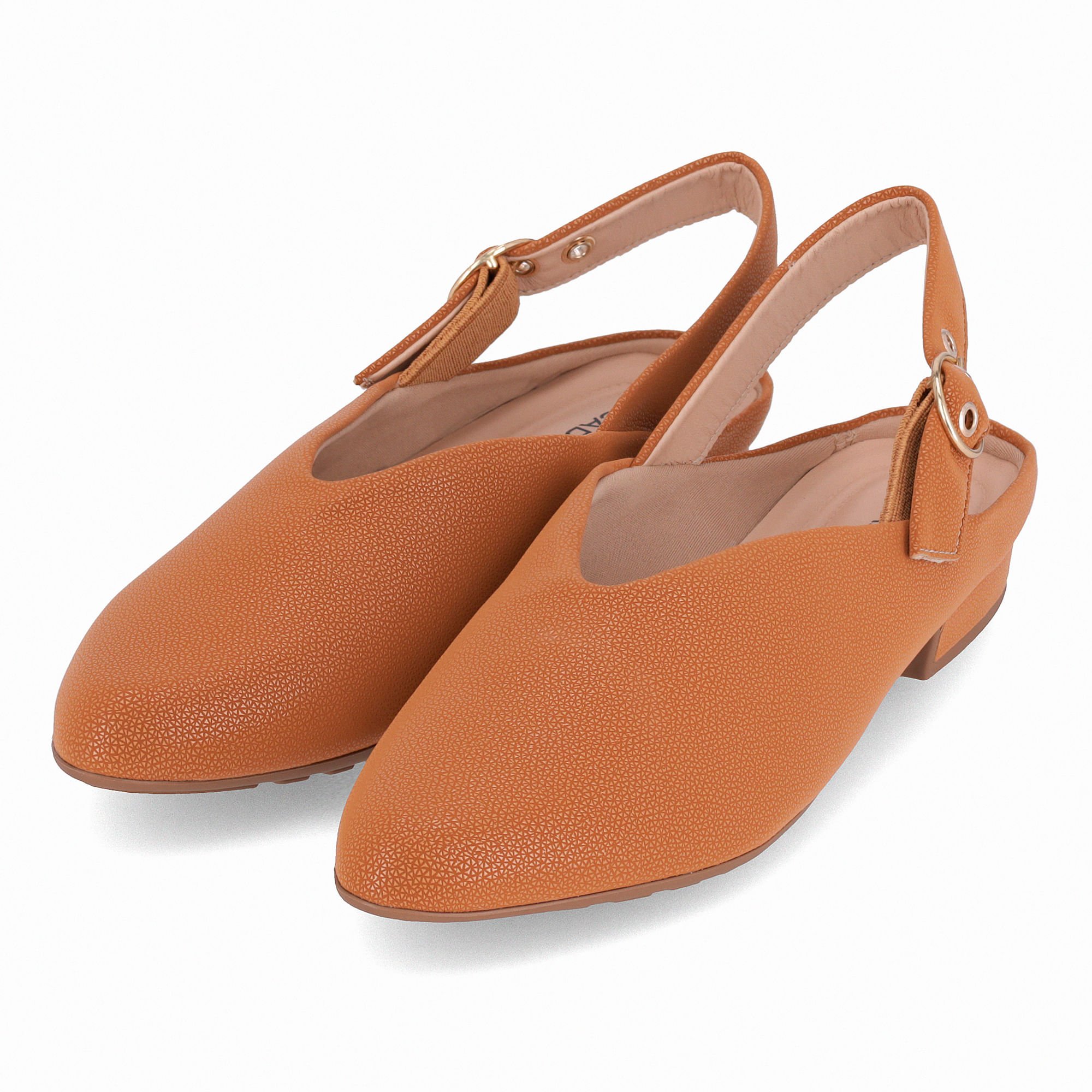 Sapato Slingback Salto Baixo Mascavo Telha 2