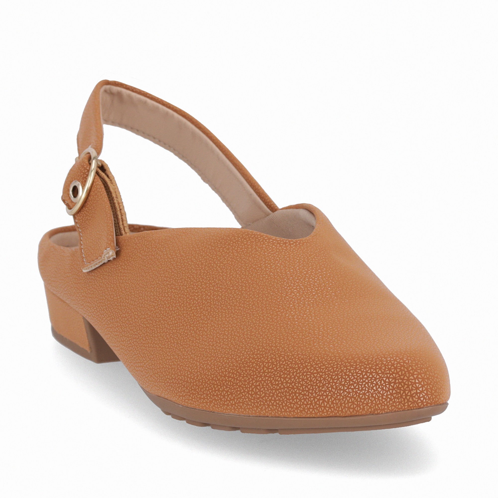 Sapato Slingback Salto Baixo Mascavo Telha 3
