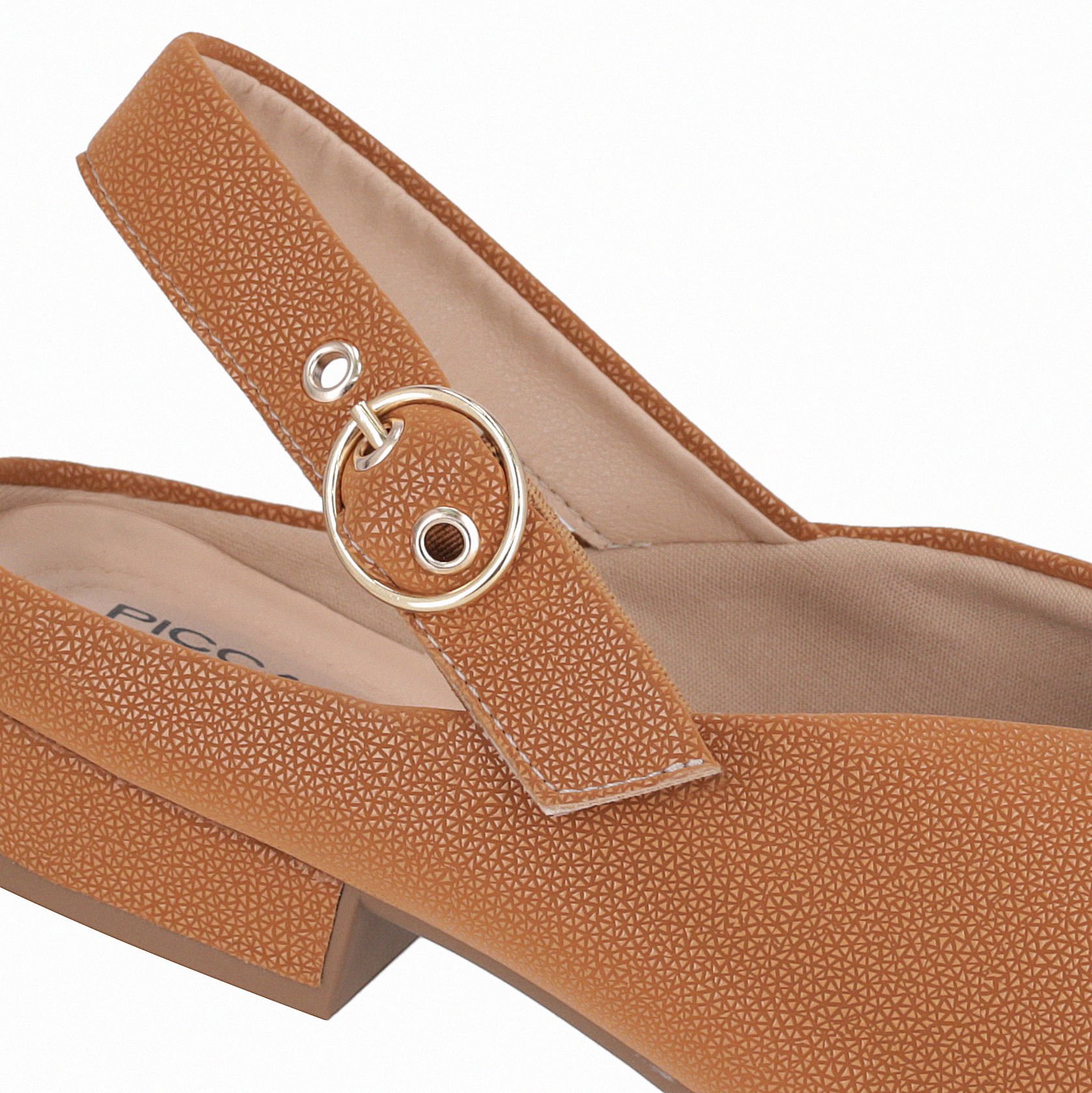 Sapato Slingback Salto Baixo Mascavo Telha 4