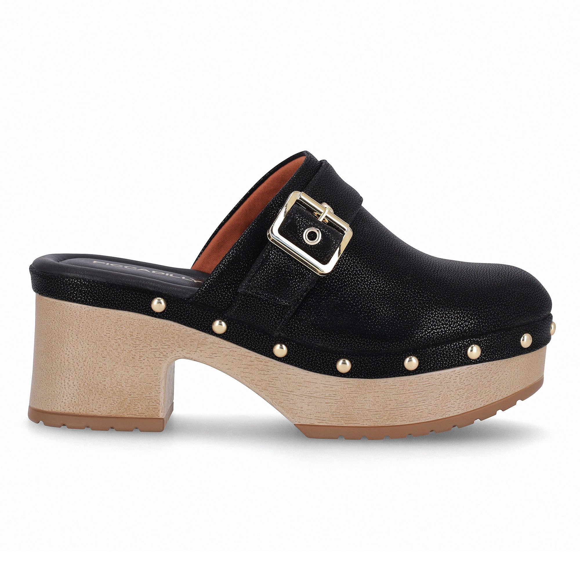 Tamanco Clog Salto Alto Preto Preto 1
