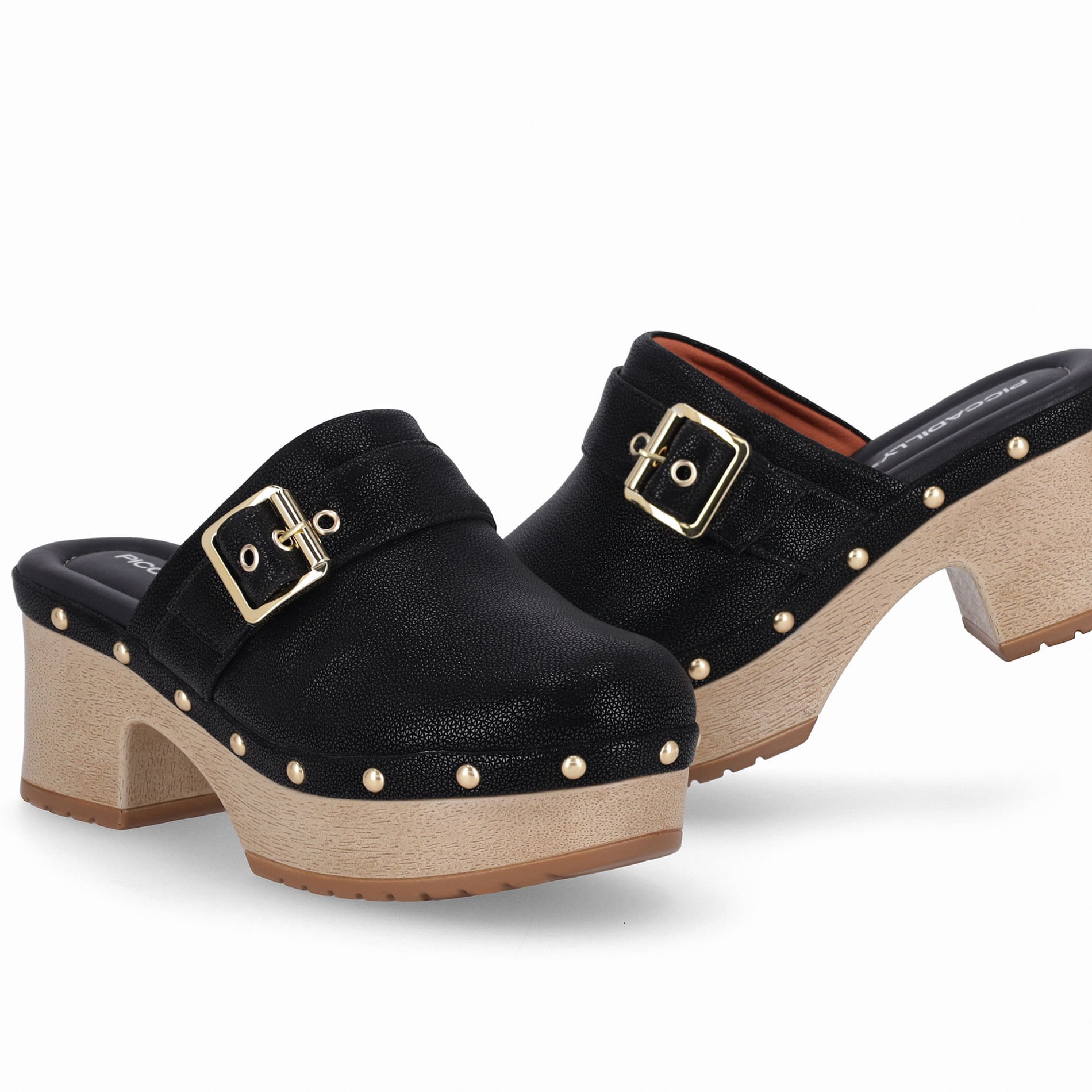 Tamanco Clog Salto Alto Preto Preto 4