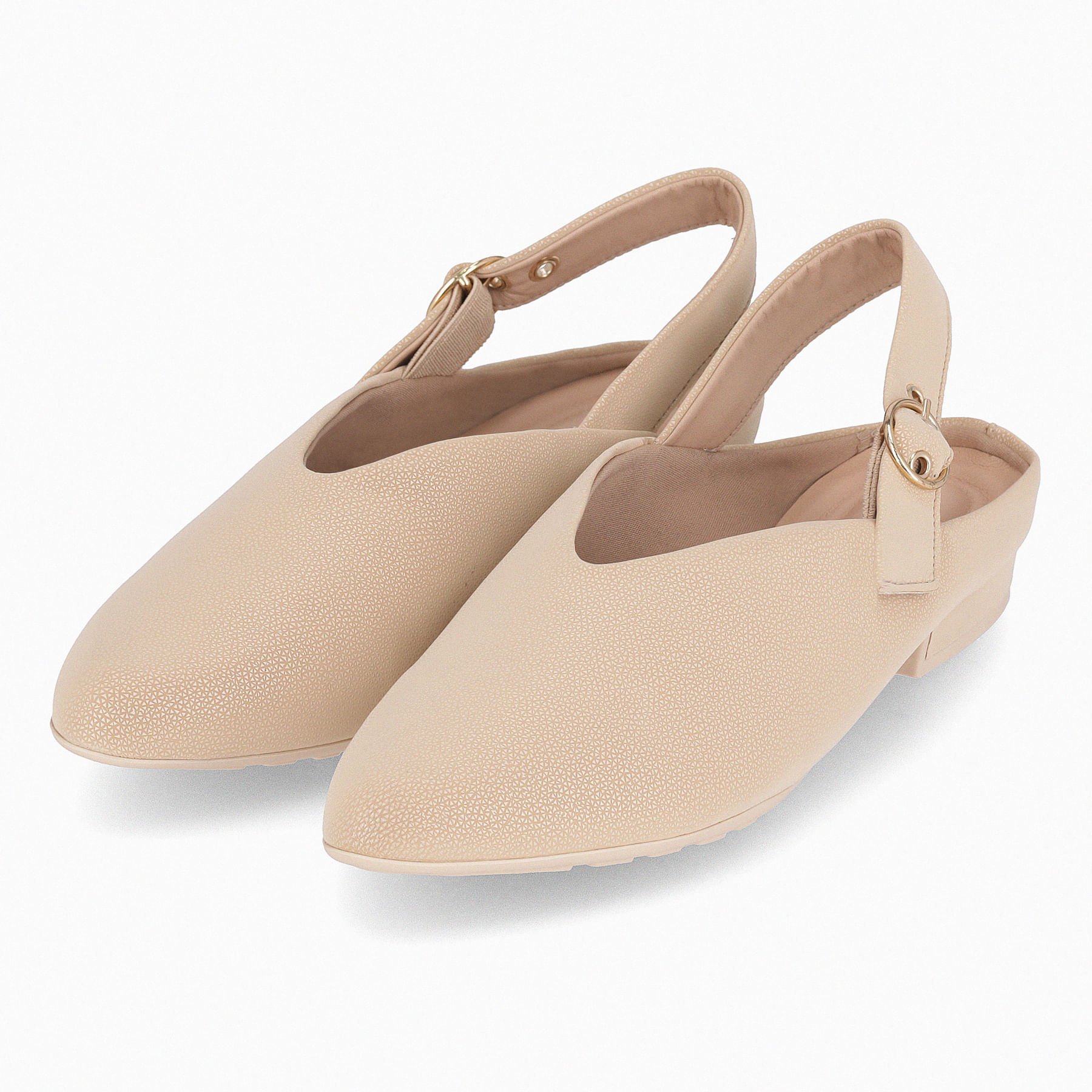Sapato Slingback Salto Baixo Brule Bege 2