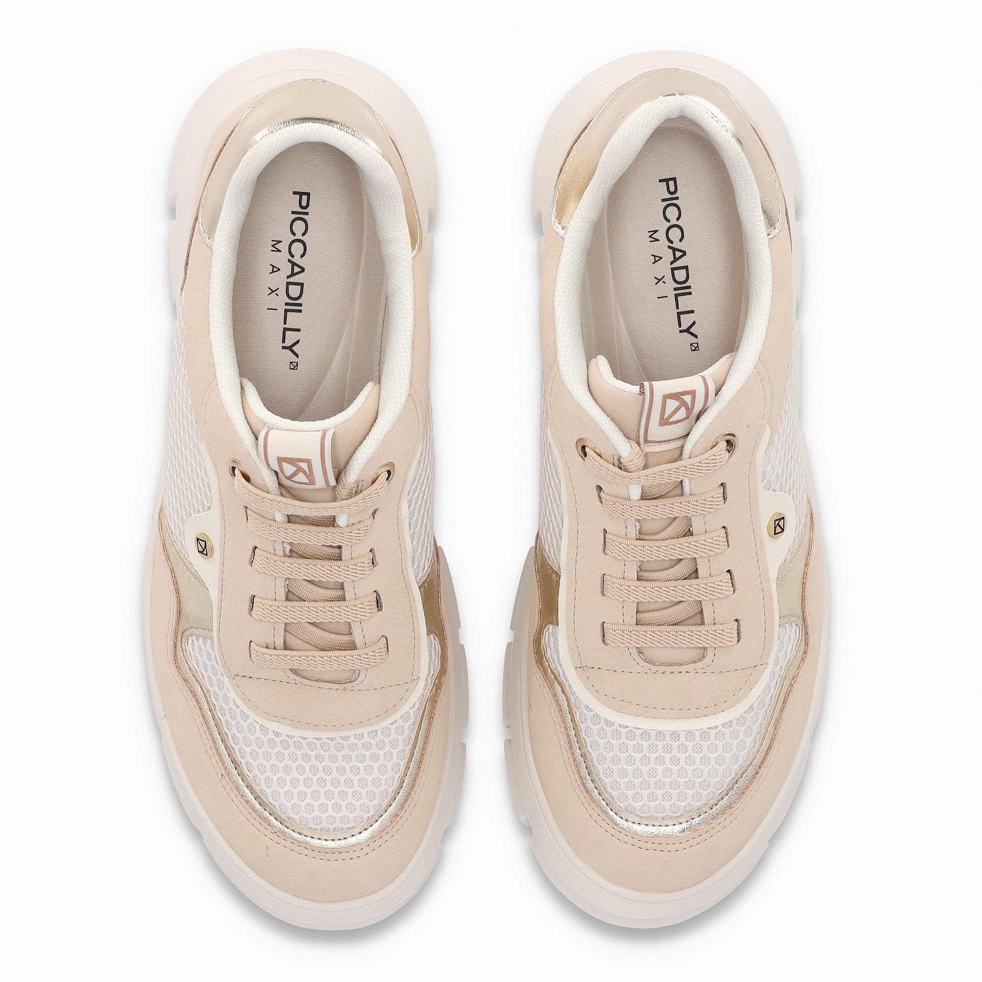 PICCADILLY MAXI - Tênis Anabela Médio Brule com Off White Branco/Bege 3