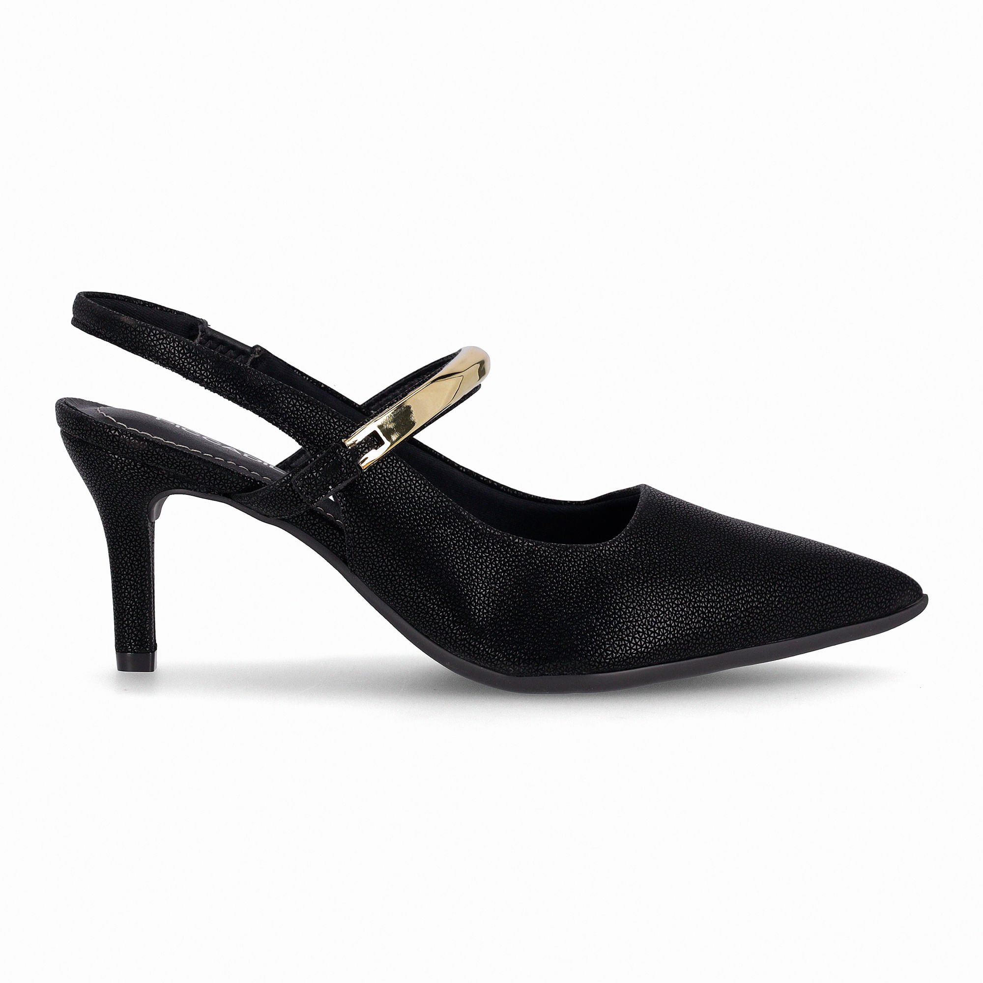 Sapato Slingback Salto Alto Preto