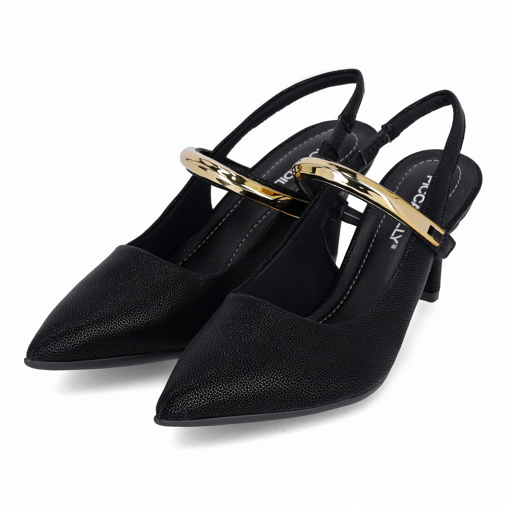Sapato Slingback Salto Alto Preto Preto 2