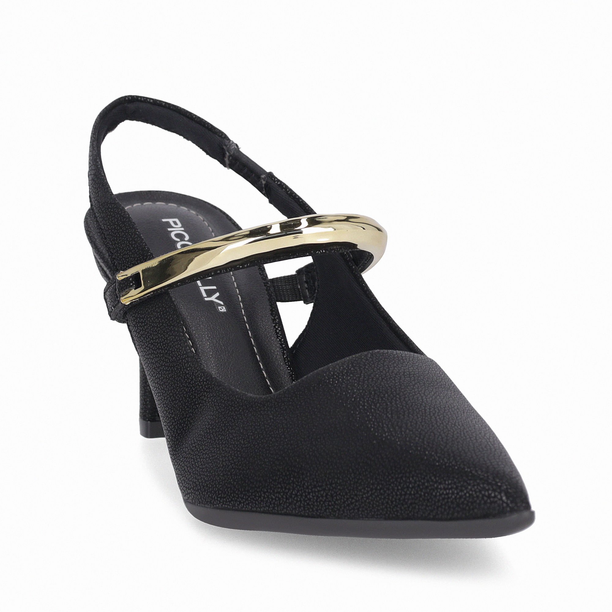 Sapato Slingback Salto Alto Preto Preto 3