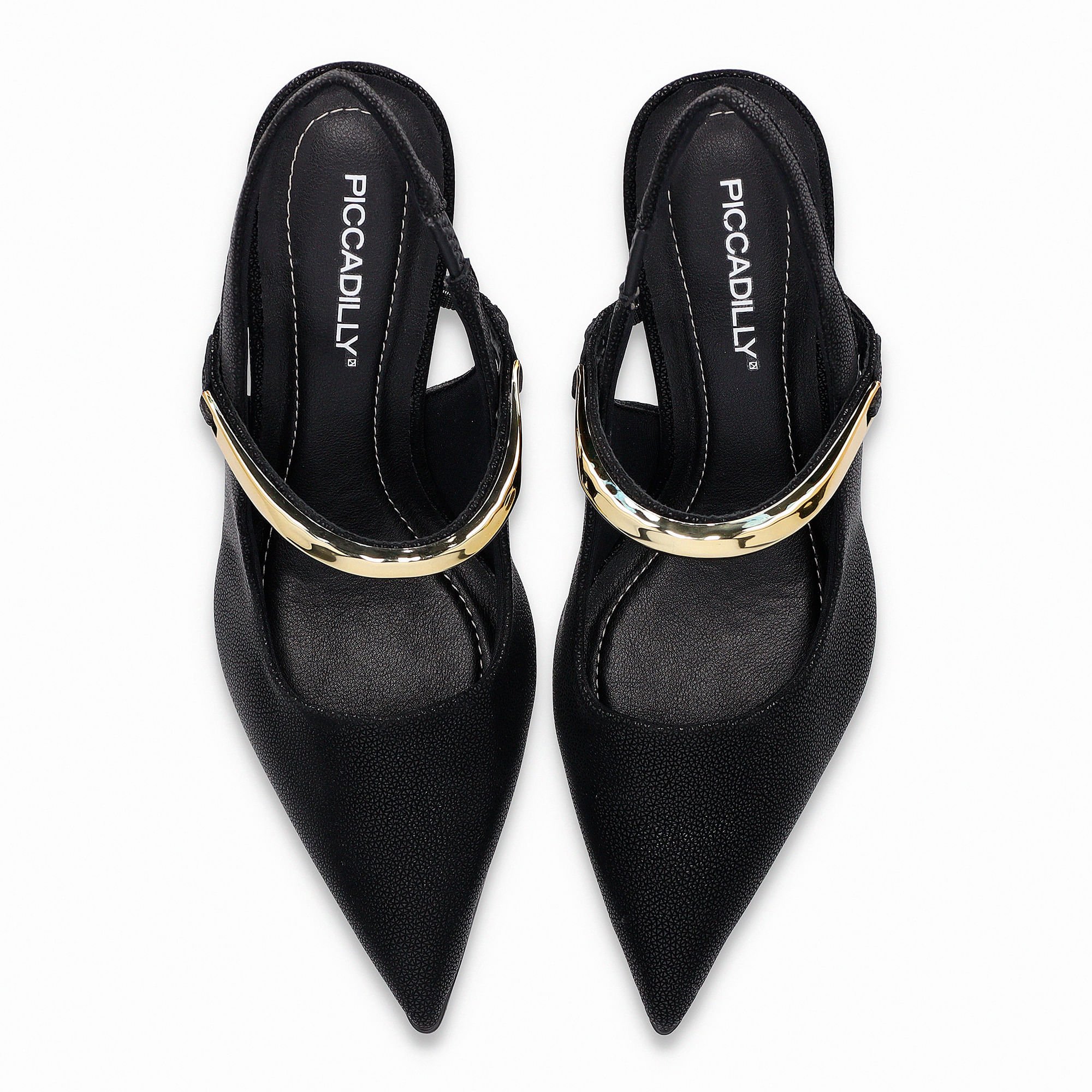 Sapato Slingback Salto Alto Preto Preto 5
