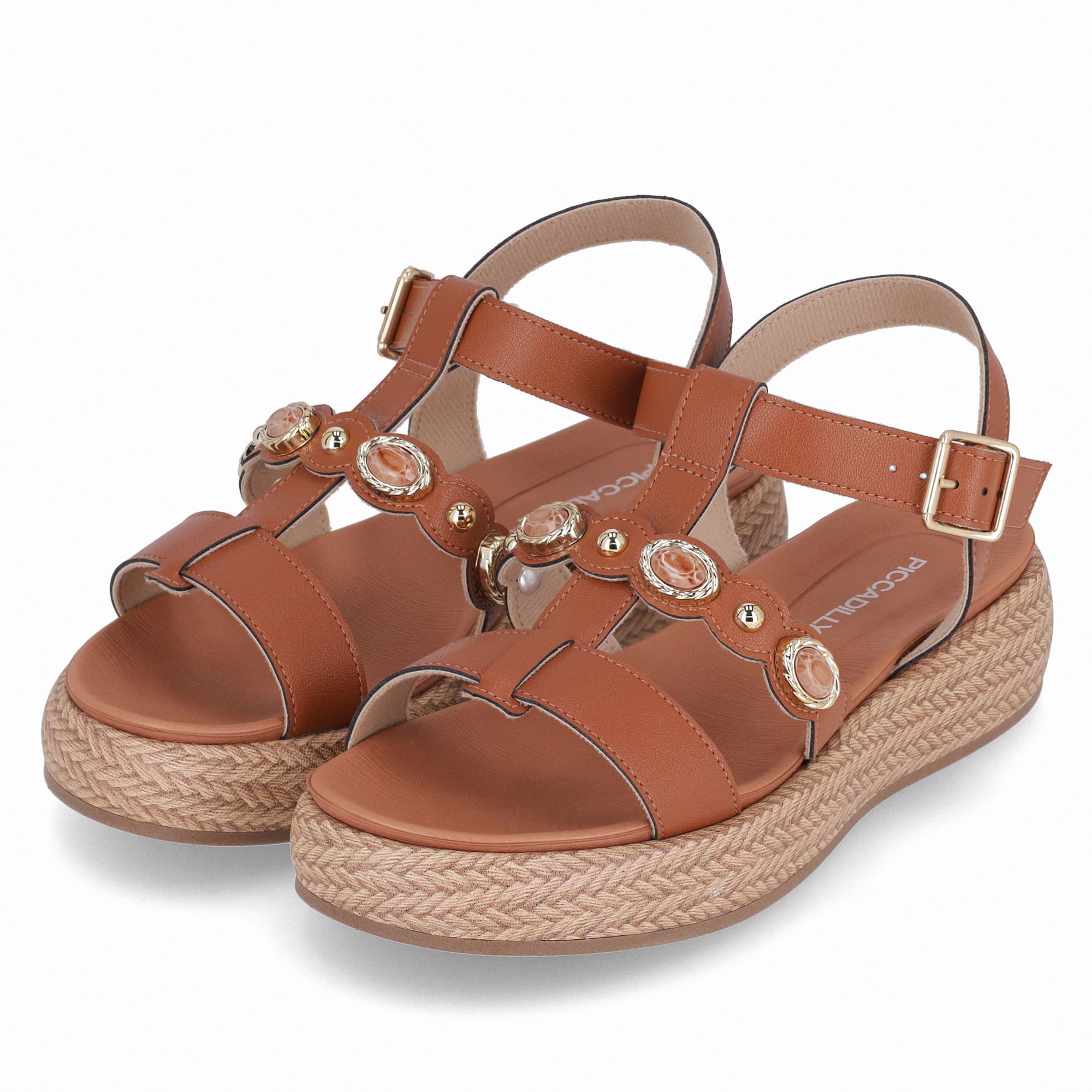 Sandália Sol Anabela Médio Ocre Marrom 2