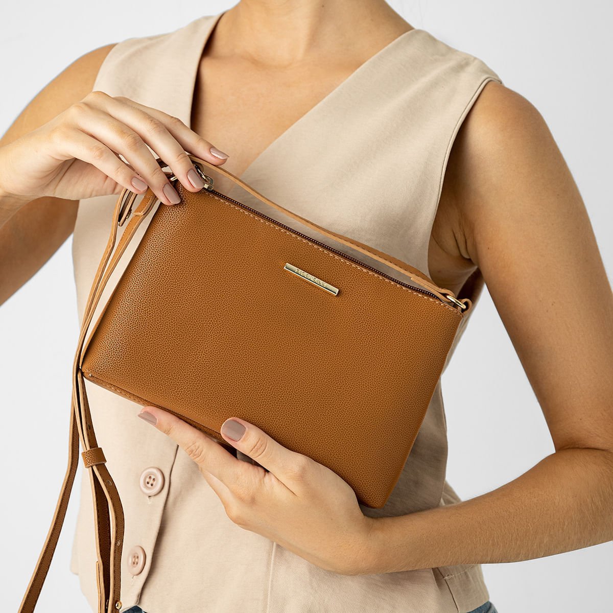 Bolsa Flora Trapézio Pequena Mascavo Marrom 3