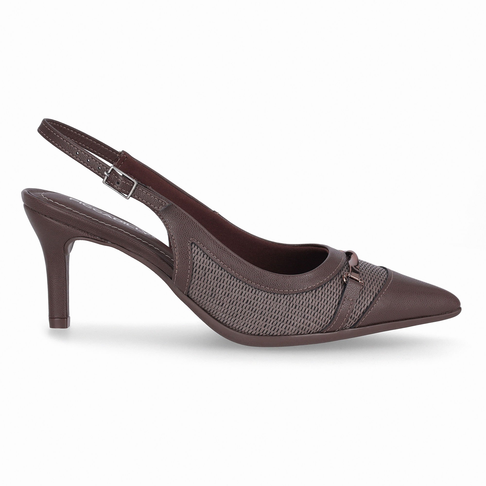 Slingback Salto Alto Madeira Tramado