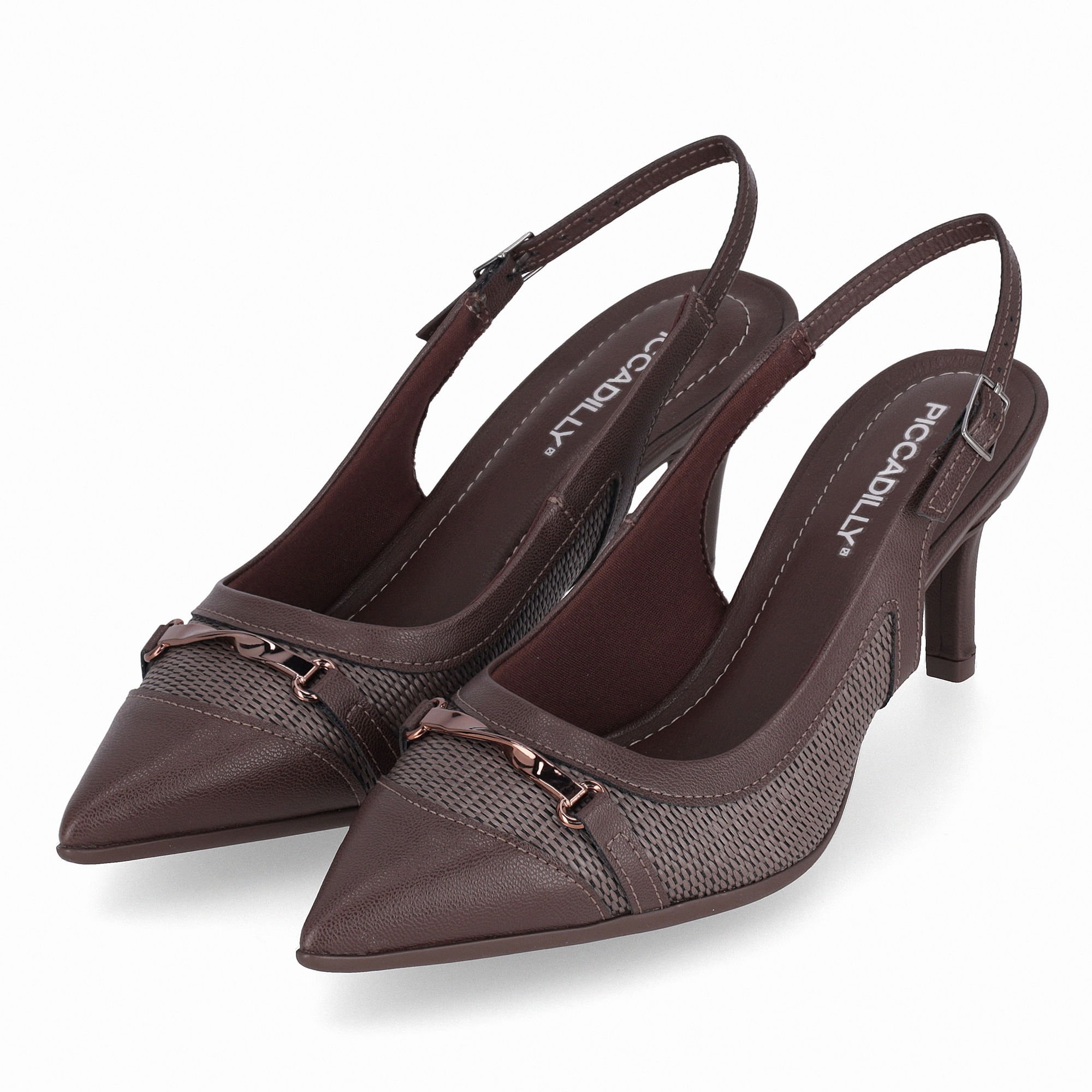 Slingback Salto Alto Madeira Tramado Marrom 2