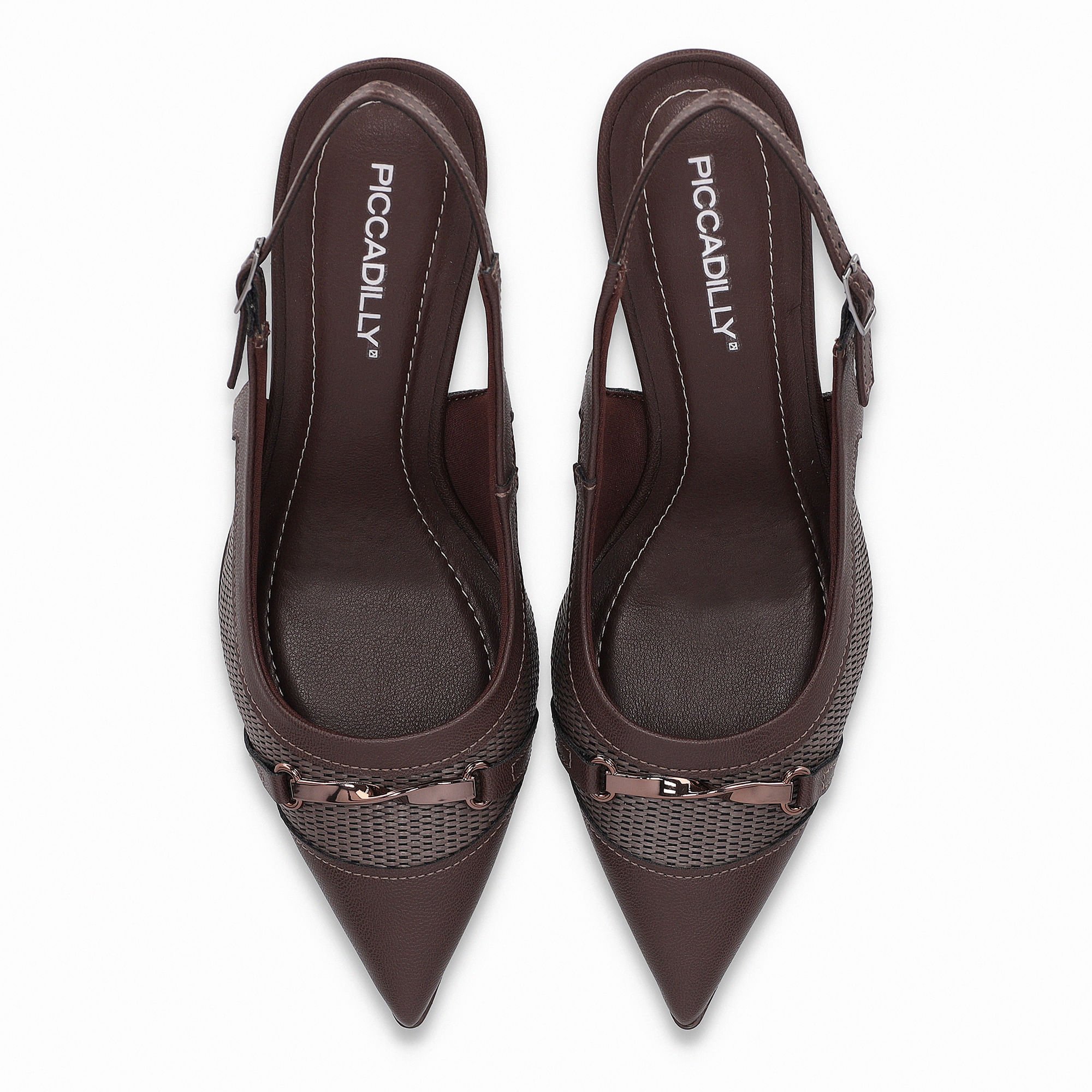 Slingback Salto Alto Madeira Tramado Marrom 5