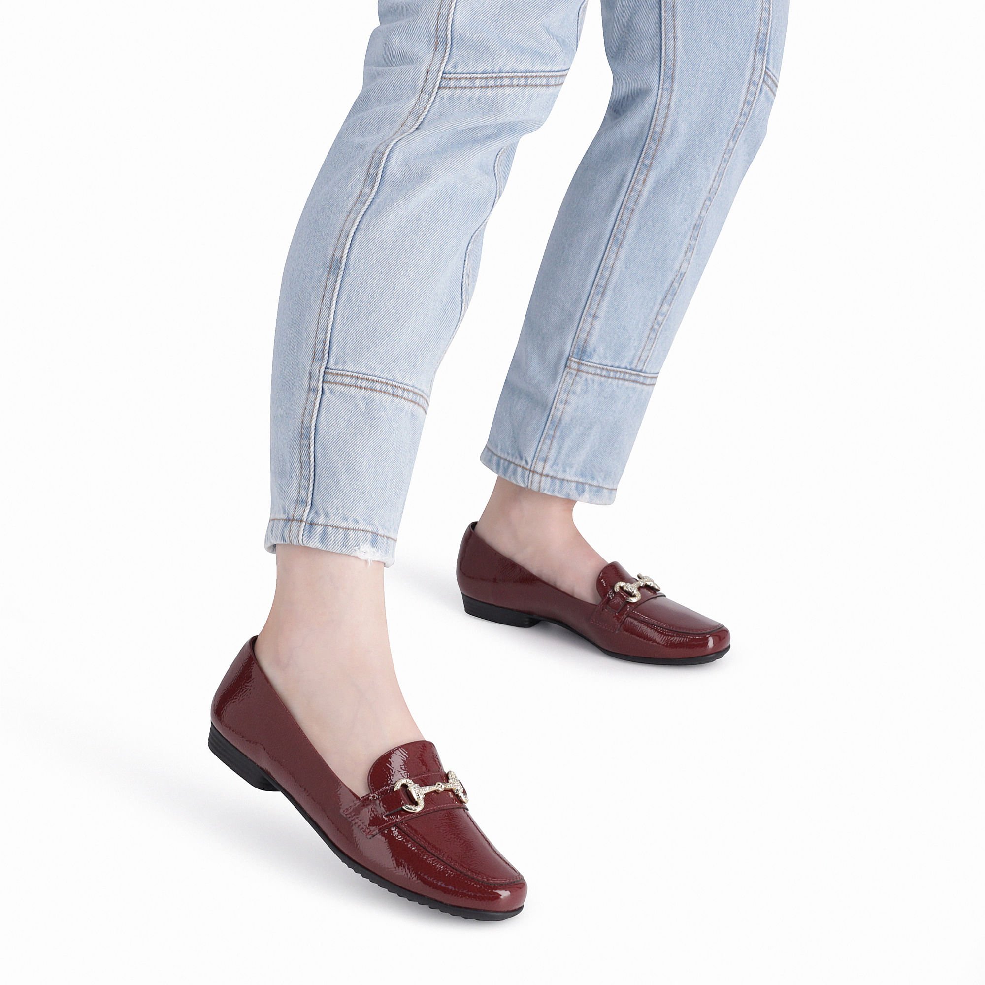 Loafer Raquel Salto Baixo Burgundy Vinho 3
