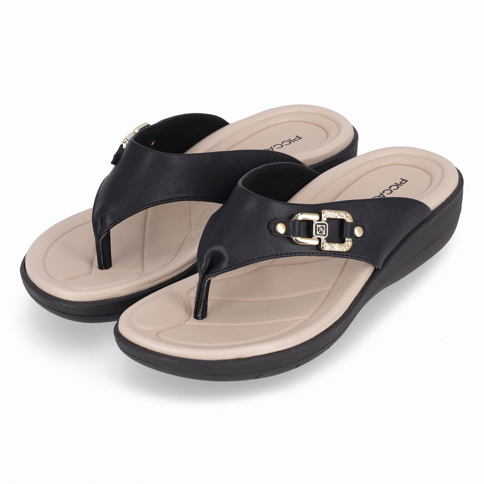 Chinelo Fascite Anabela Médio Preto Preto 2