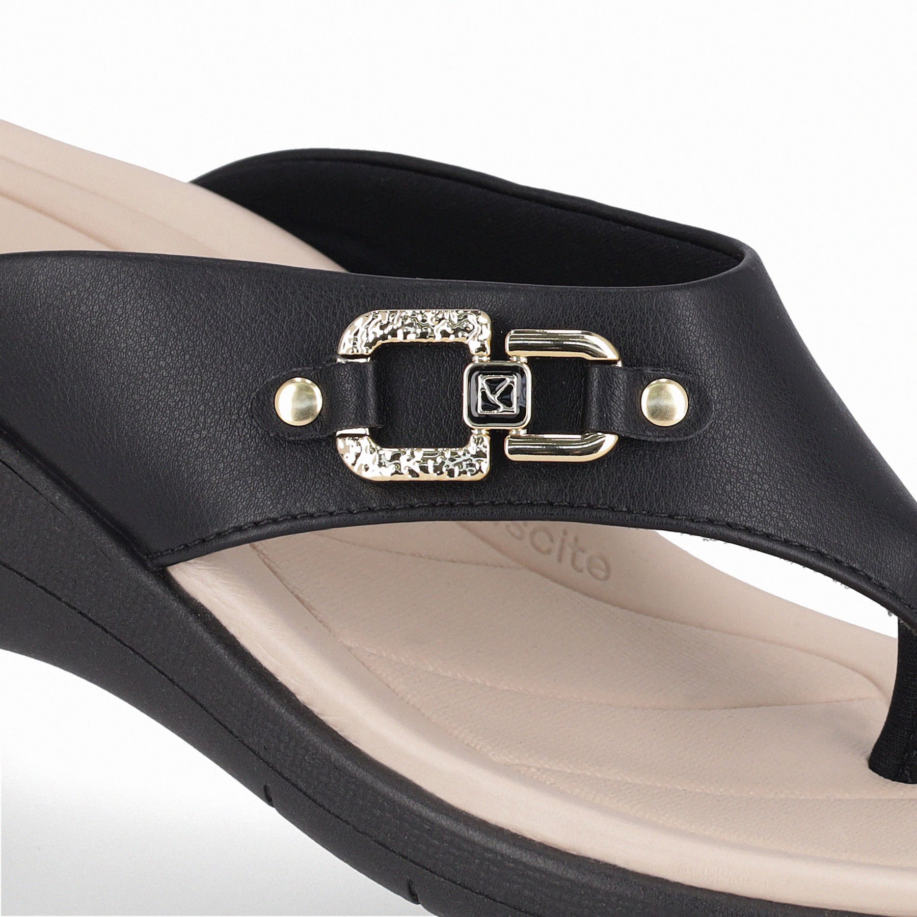 Chinelo Fascite Anabela Médio Preto Preto 3