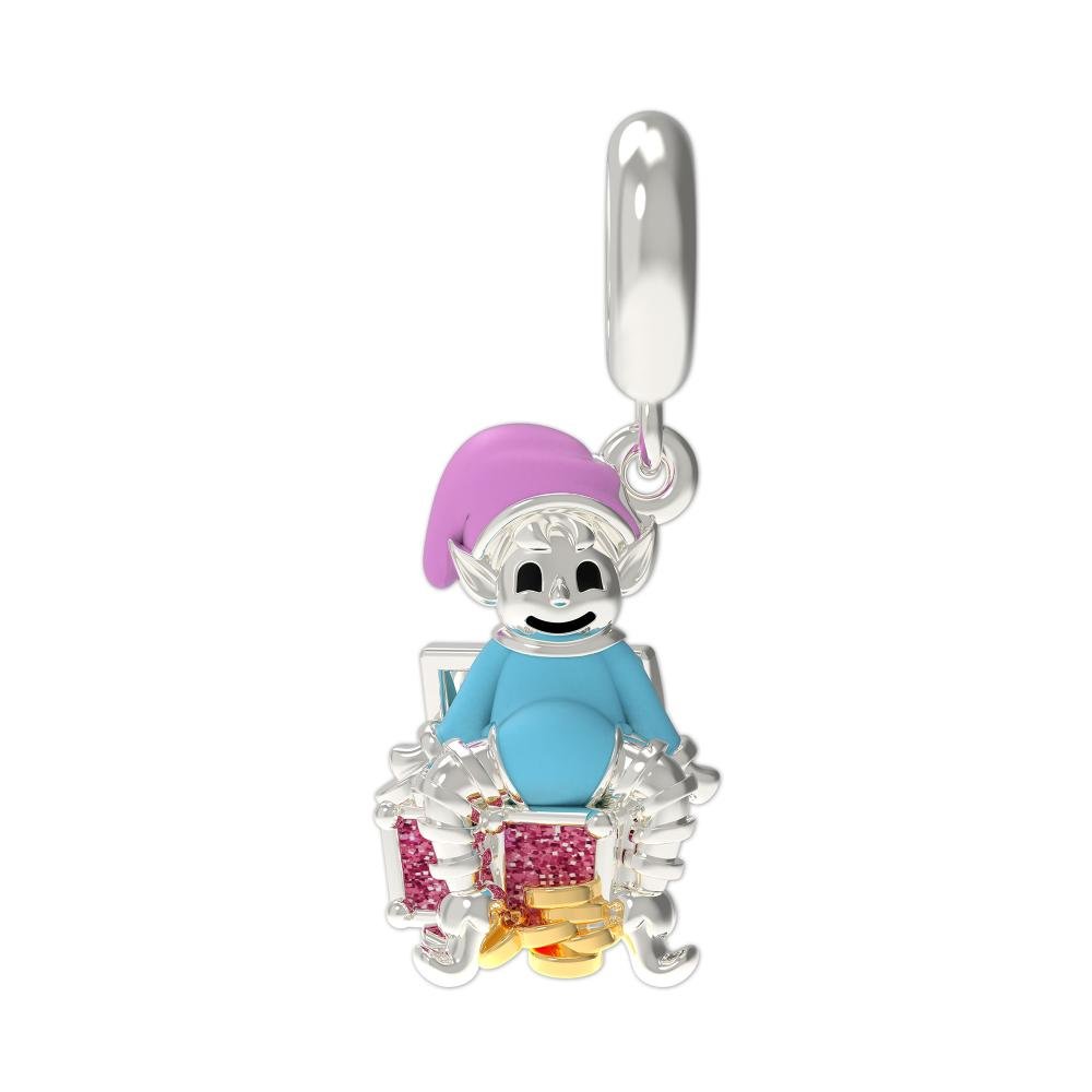 Berloque de Prata Duende Signo de Escorpião Link com Resina Prata 3