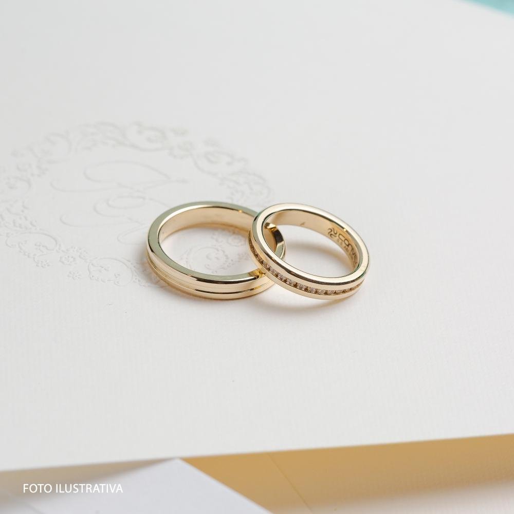 Aliança Aton *Deus do Sol 3.45mm Gold IPG Dourado 5