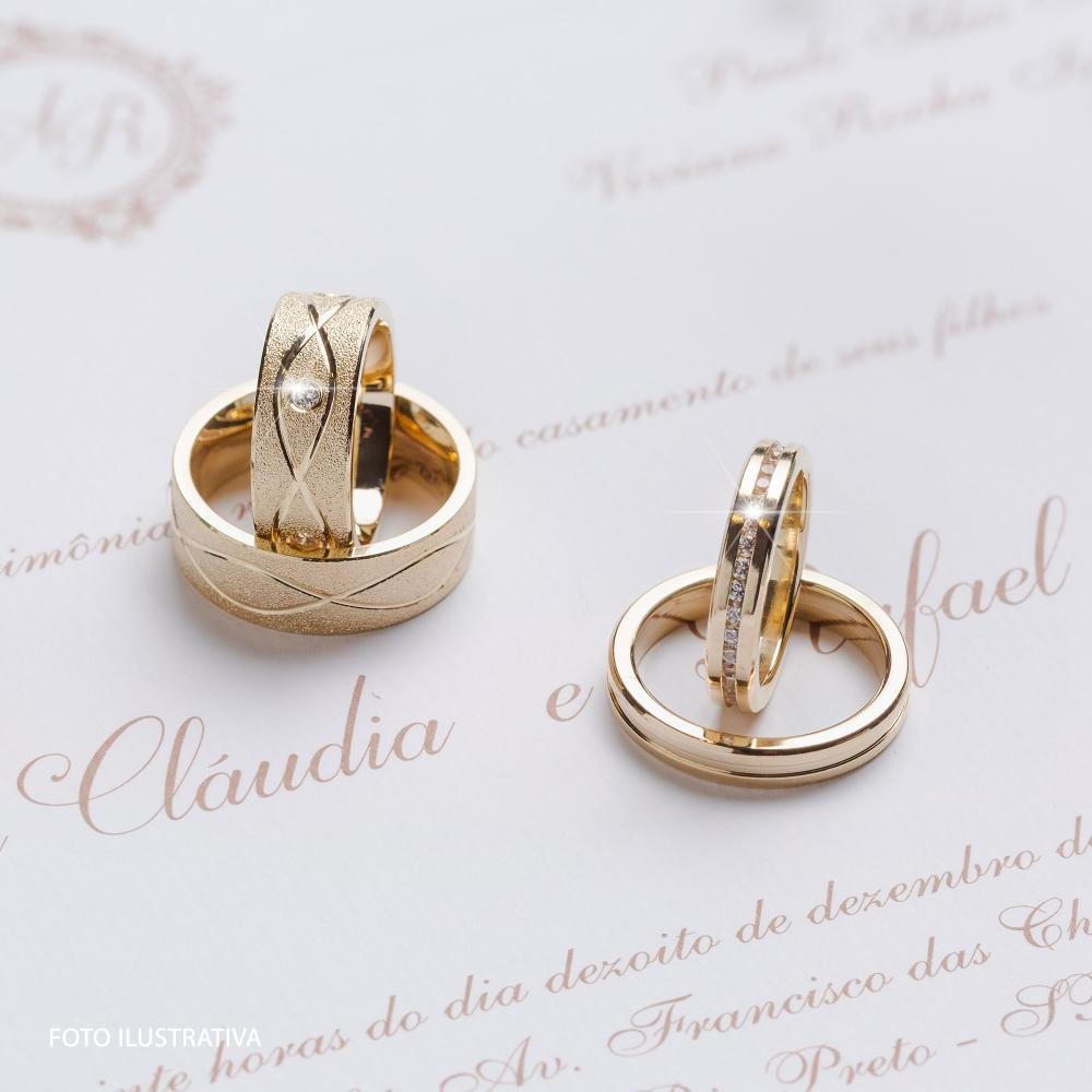 Aliança Aton *Deus do Sol 3.45mm Gold IPG Dourado 6