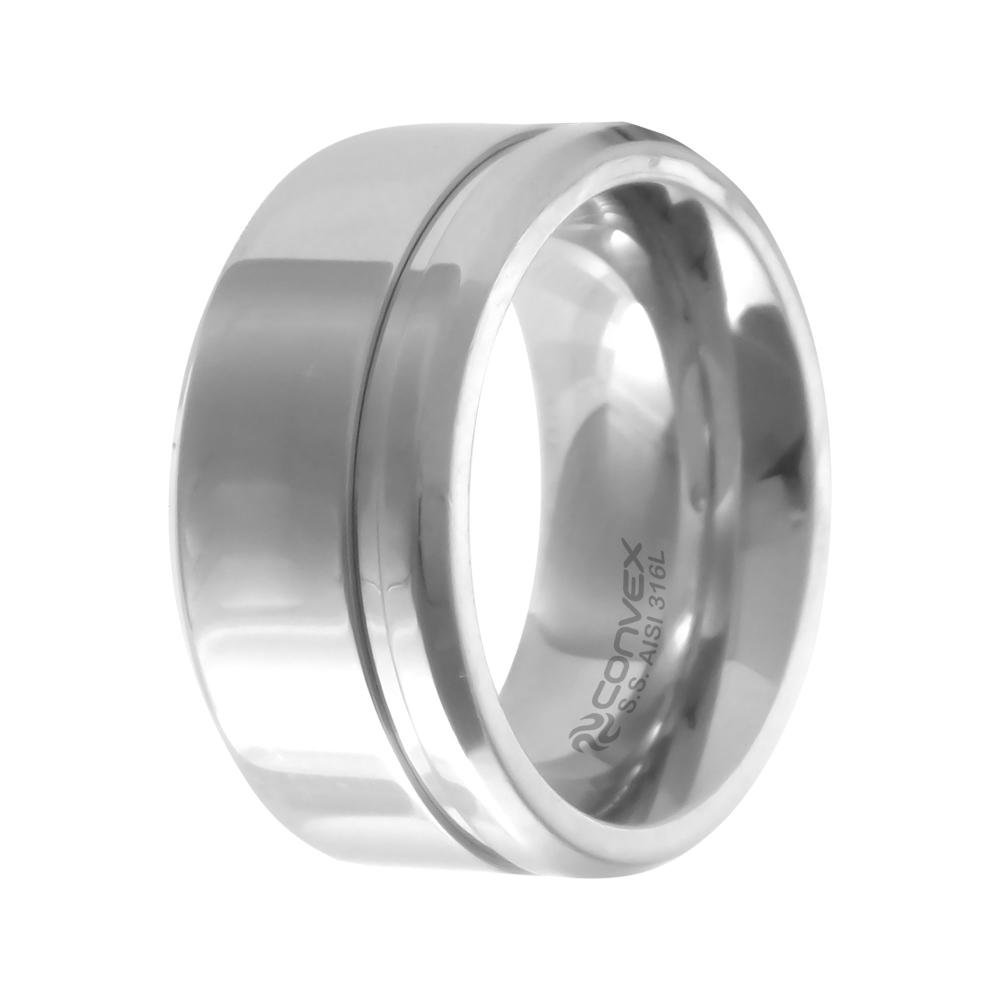 Aliança de Namoro Chrome 10mm com Filete Lateral Prata 1