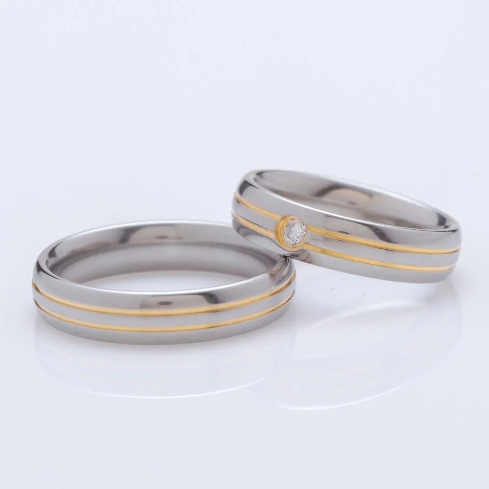 Aliança Aço Lisboa 5mm Filete Central Duplo Prata 2